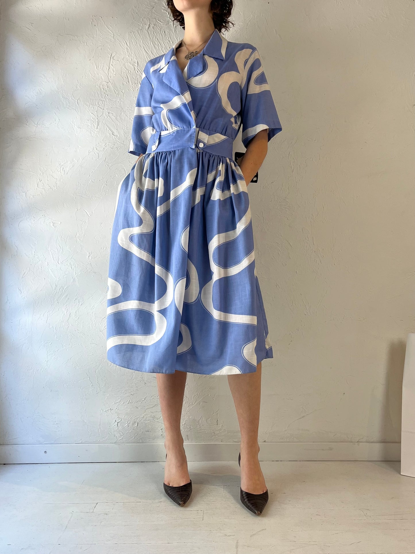 70s 'Miss Oops California' Blue Midi Dress / Medium