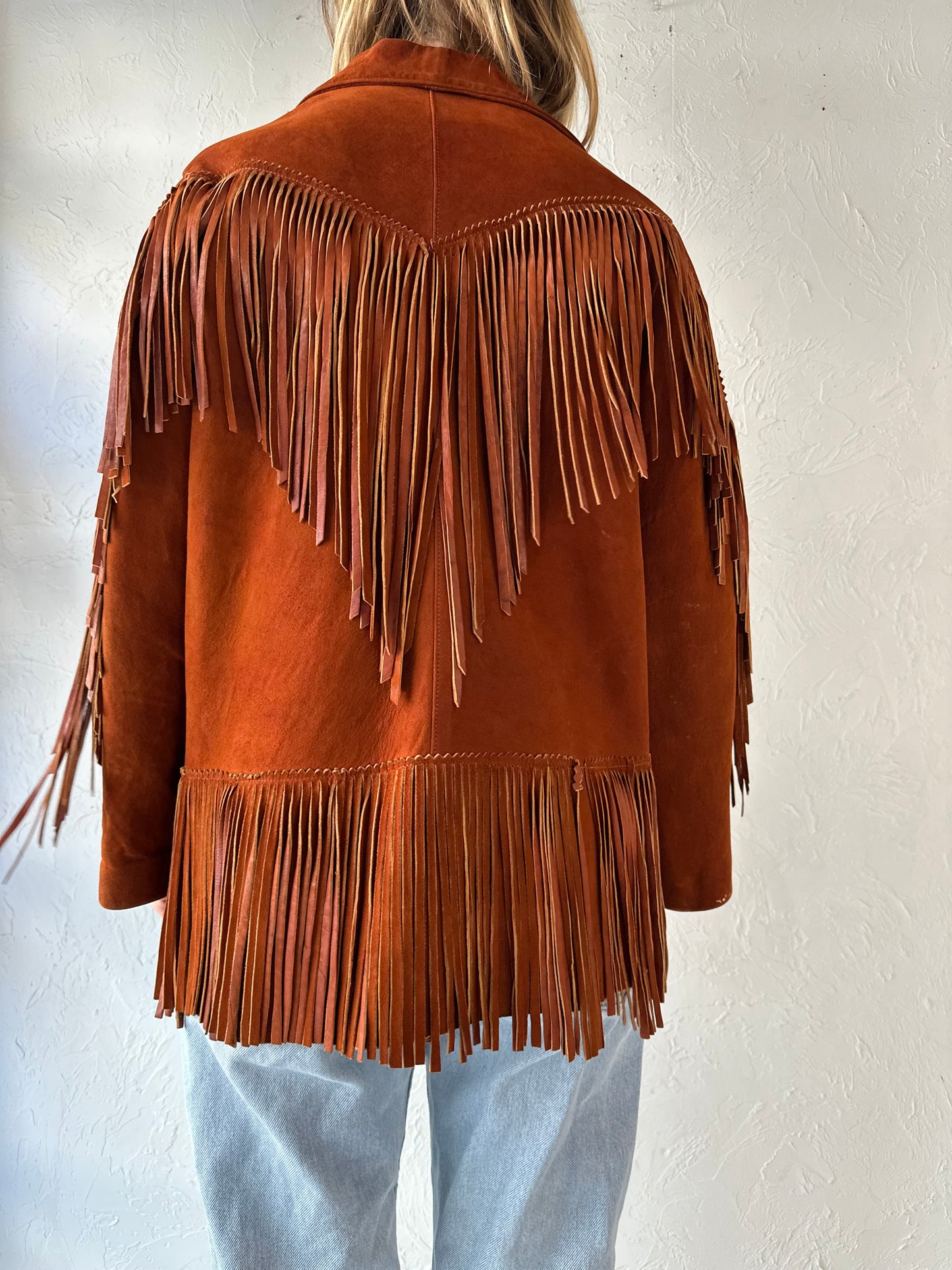 70s 'Cherokee Togs' Soft Suede Fringe Western Jacket / Medium