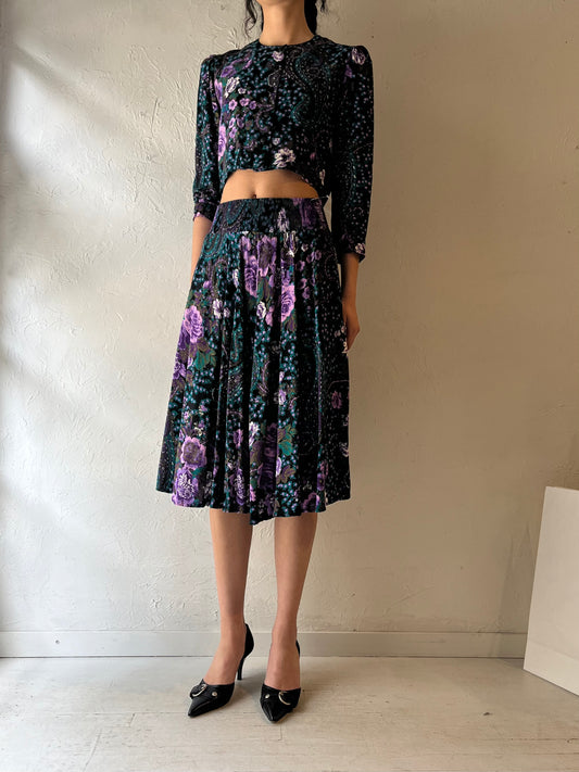 90s ‘Karin Steven’s’ Floral Skirt Set / Small