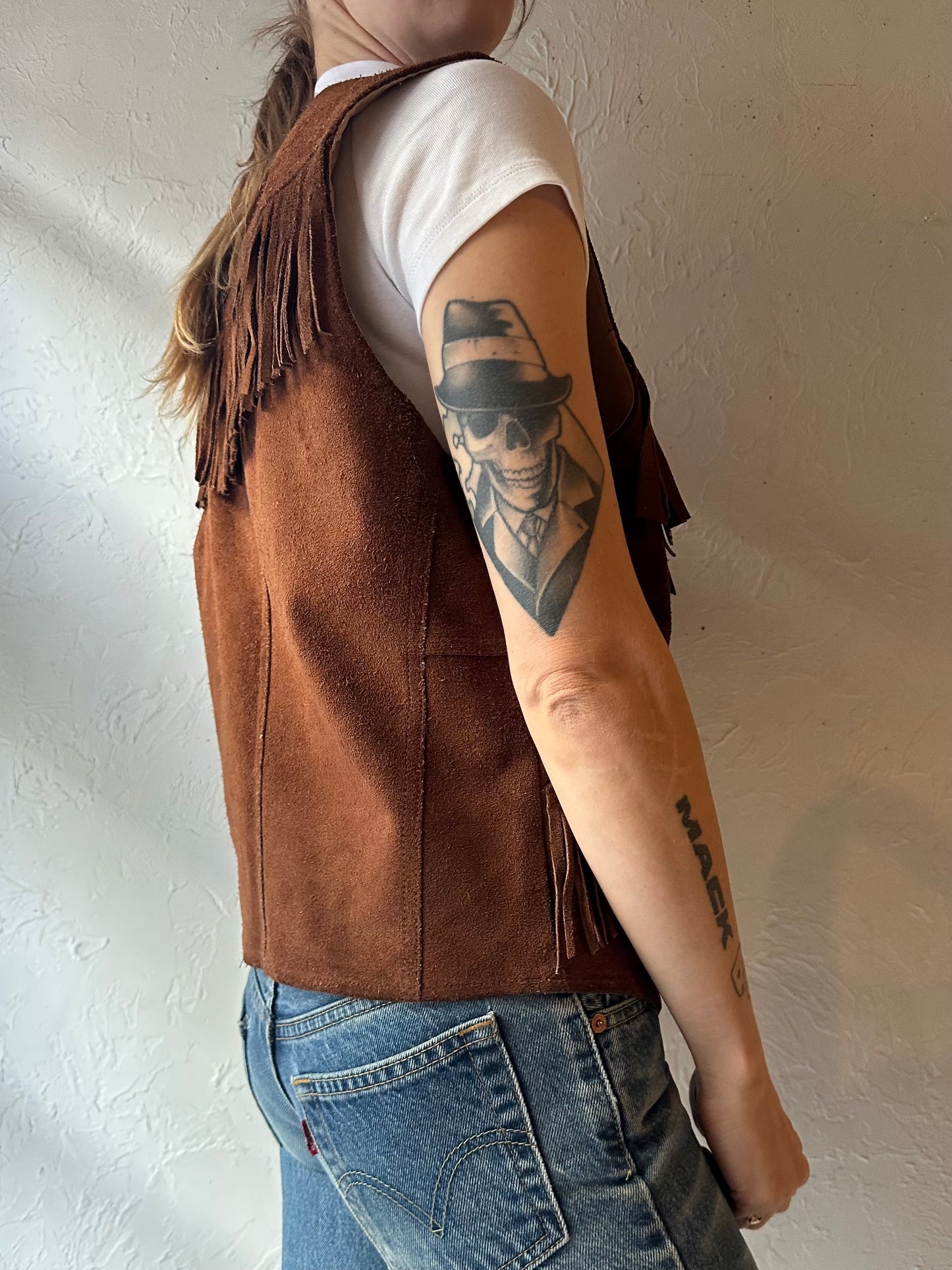 70s 'Levis' Leather Fringe Vest / Medium