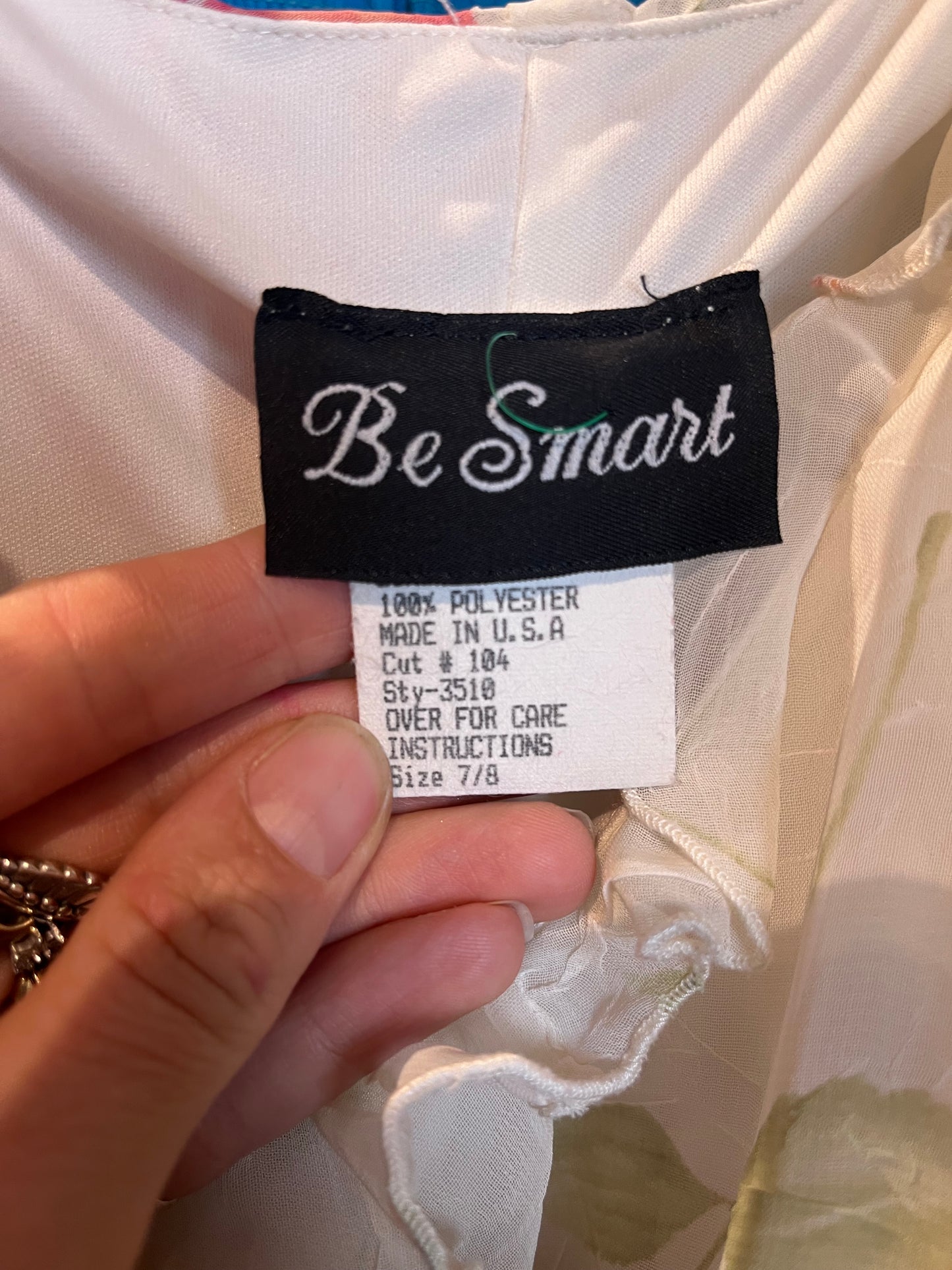 90s ‘Be Smart’ Cream Floral Dress / Small - Medium