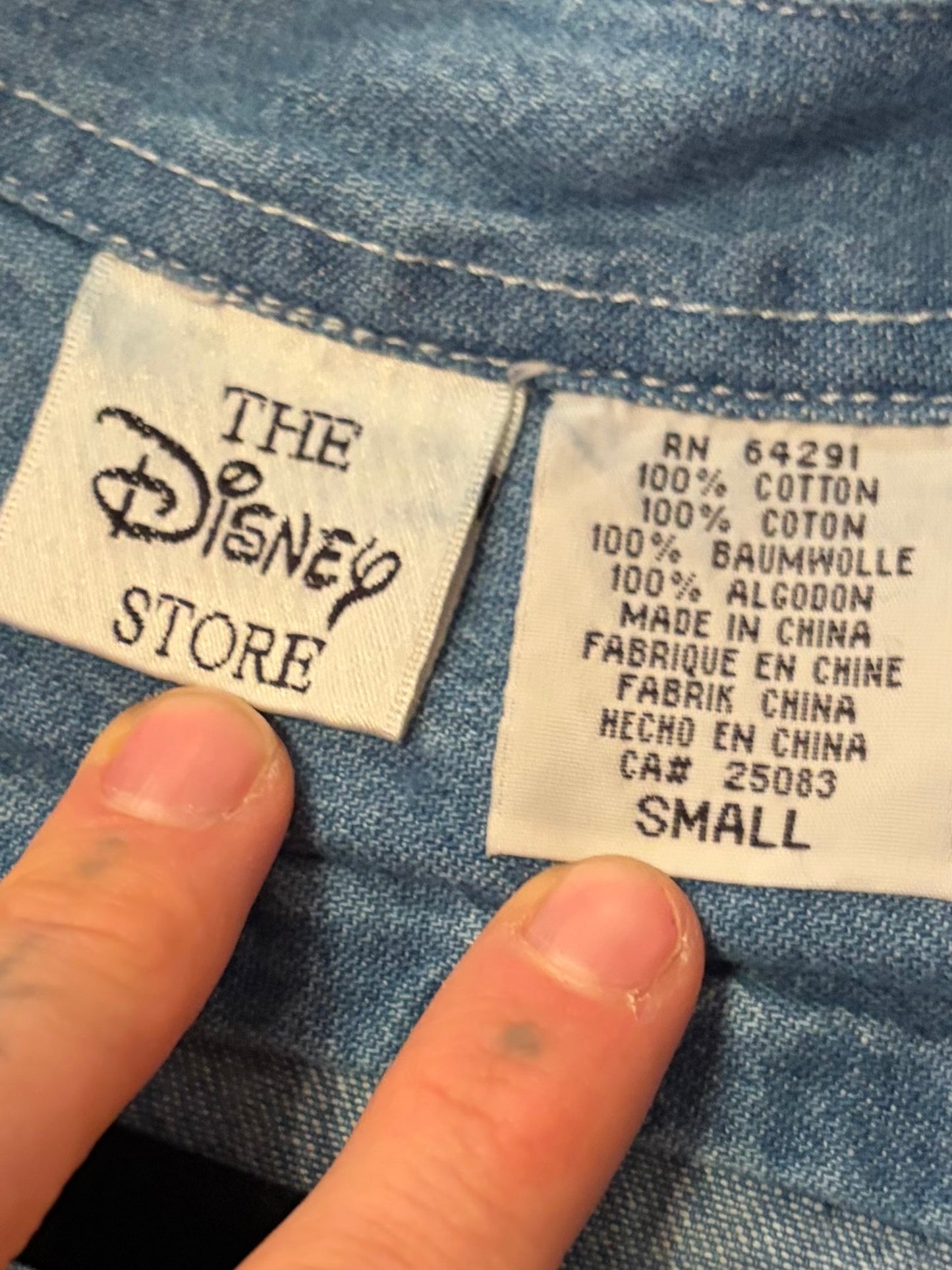 Y2k 'The Disney Store' Denim Normcore Winnie The Pooh Embroidered Cottagecore Button Up Shirt / Small