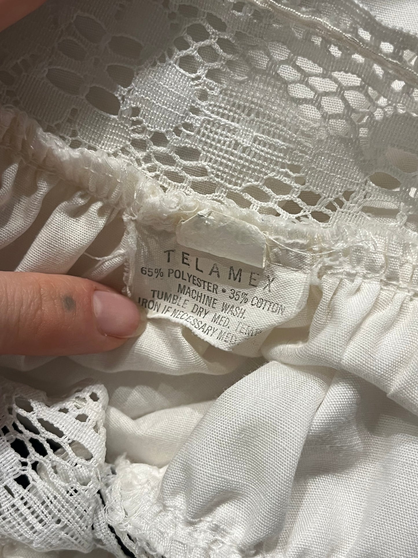 80s 'Telamex' White Tiered Prairie Dress / Small