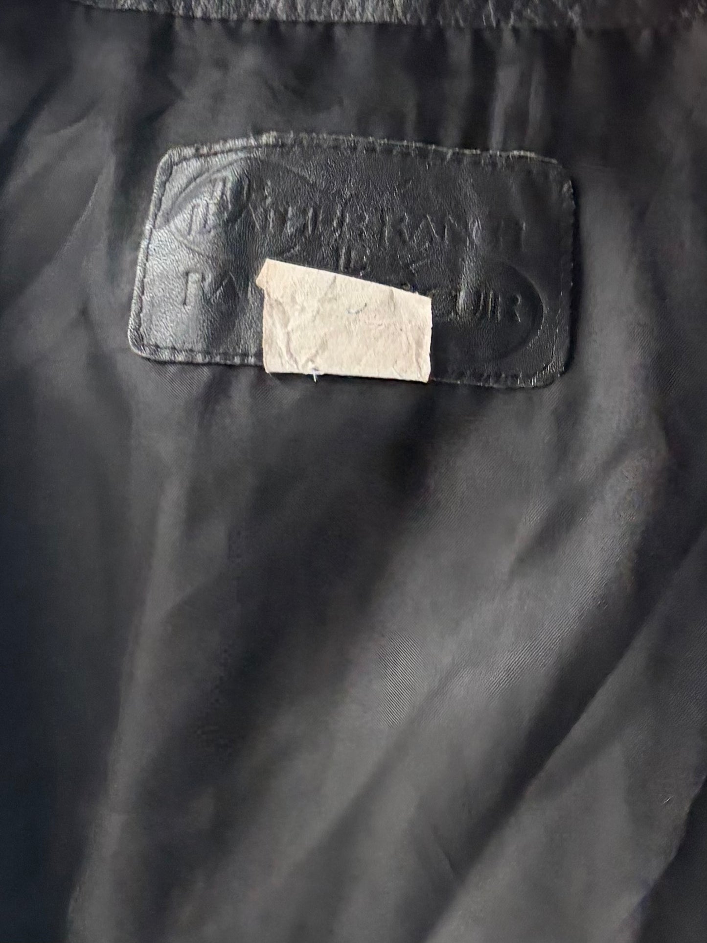 90s 'Leather Ranch' Black Minimalist Leather Jacket / Small