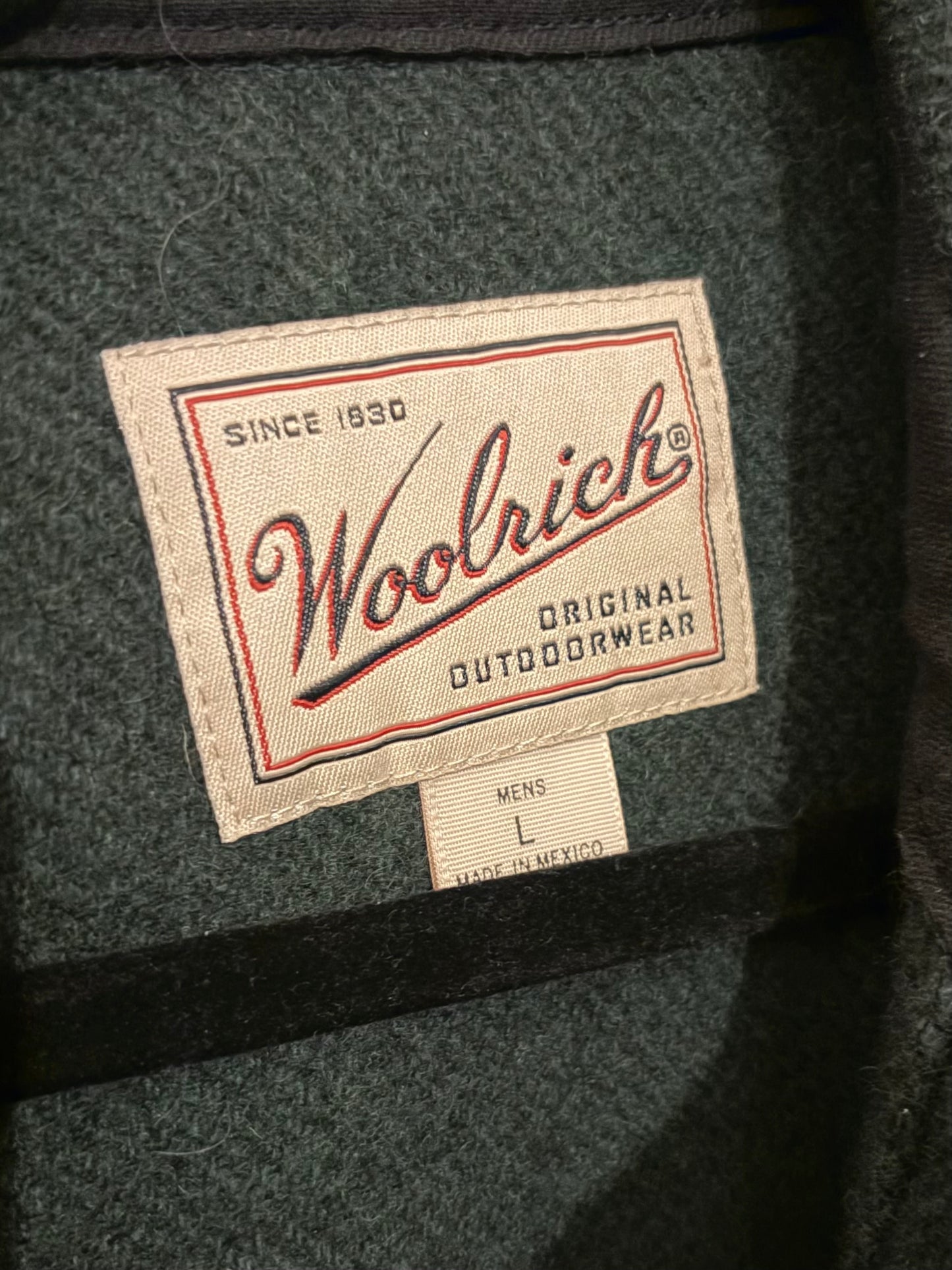 Y2k 'Woolrich' Green Wool Shirt Jacket / Large