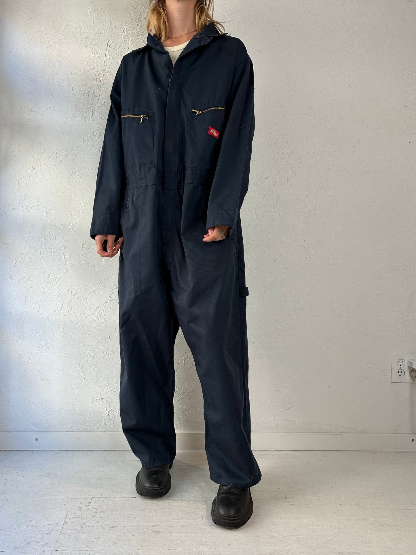 Y2k 'Dickies' Navy Blue Boiler Suit / Large