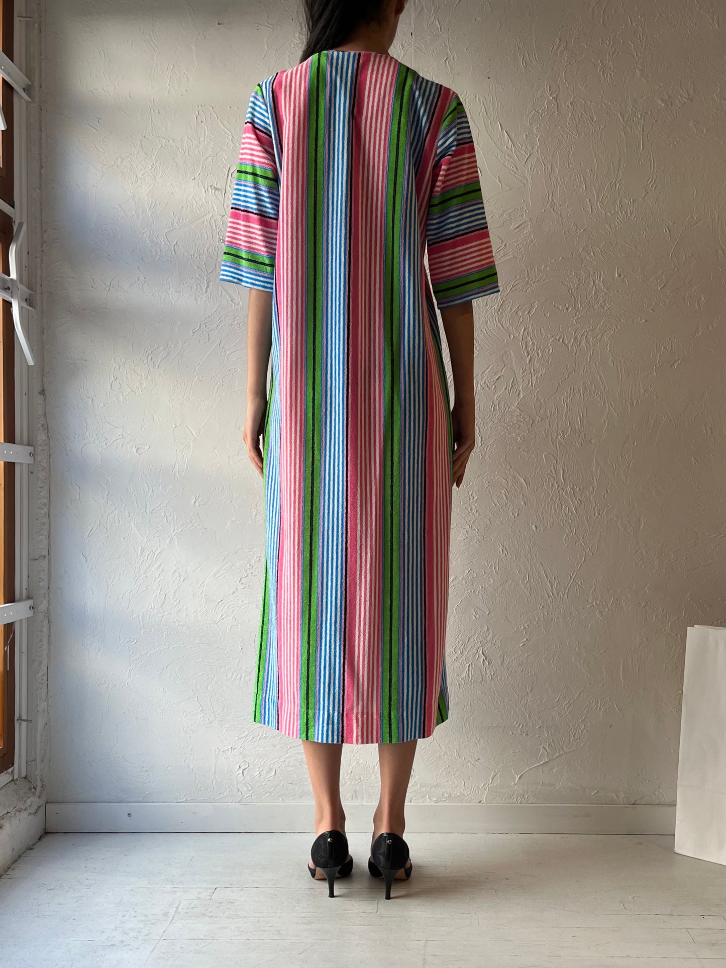 Vintage Striped Terri Towel Dress / Small
