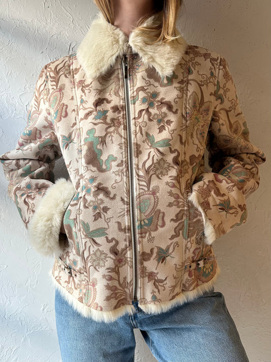 90s ‘DB Sport’ Beige Faux Suede Jacket / Medium