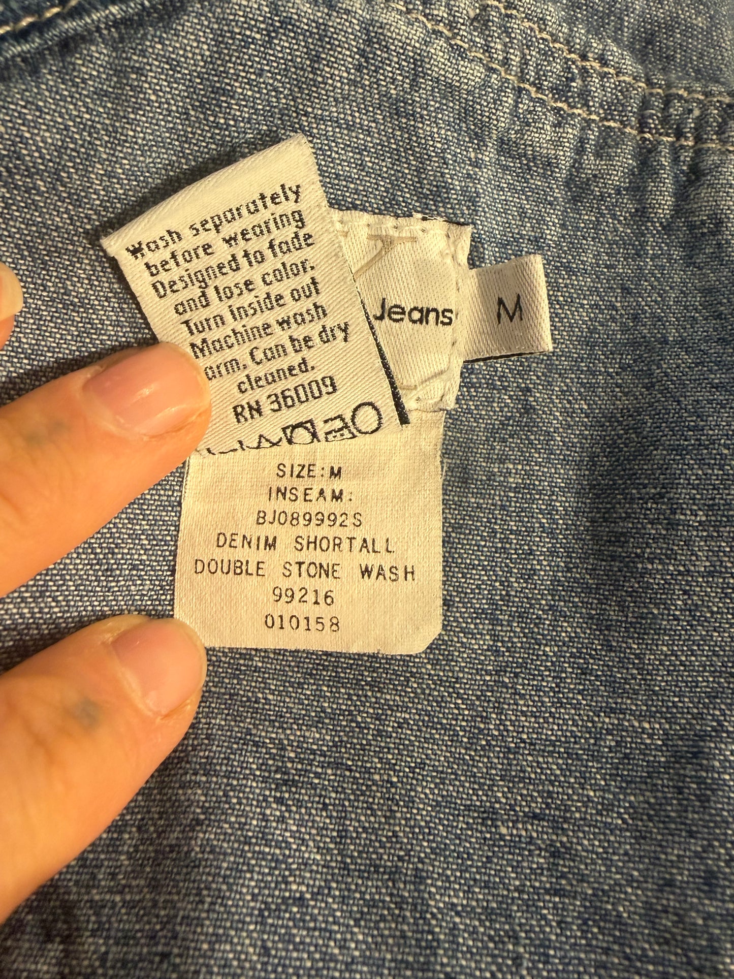 90s 'Calvin Klein' Denim Overall Shorts / Medium