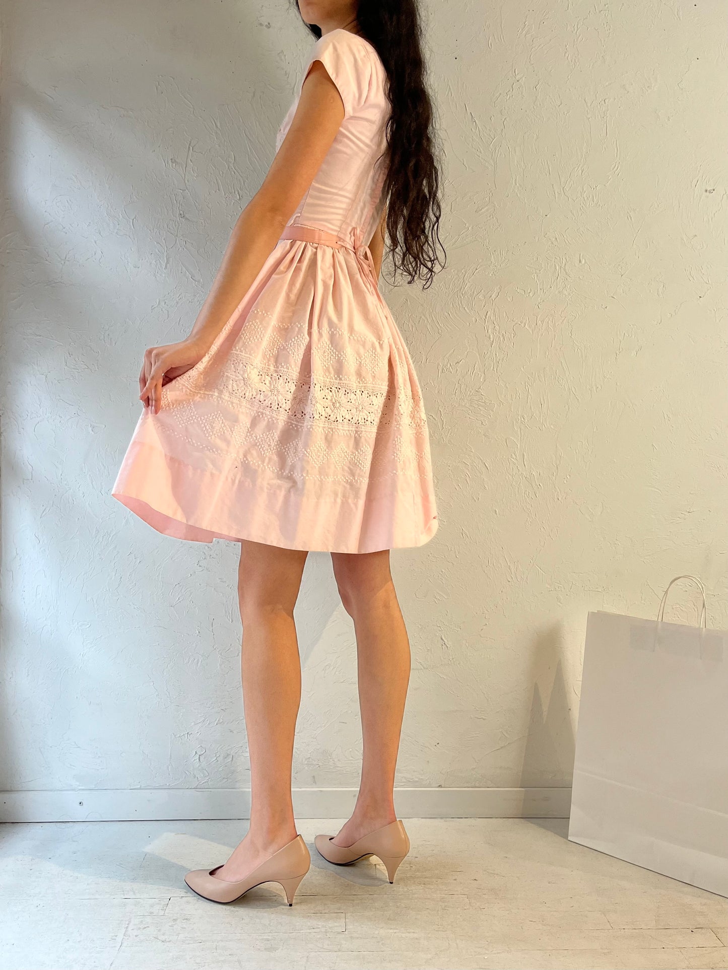 60s Handmade Pink Mini A-Line Dress / XS
