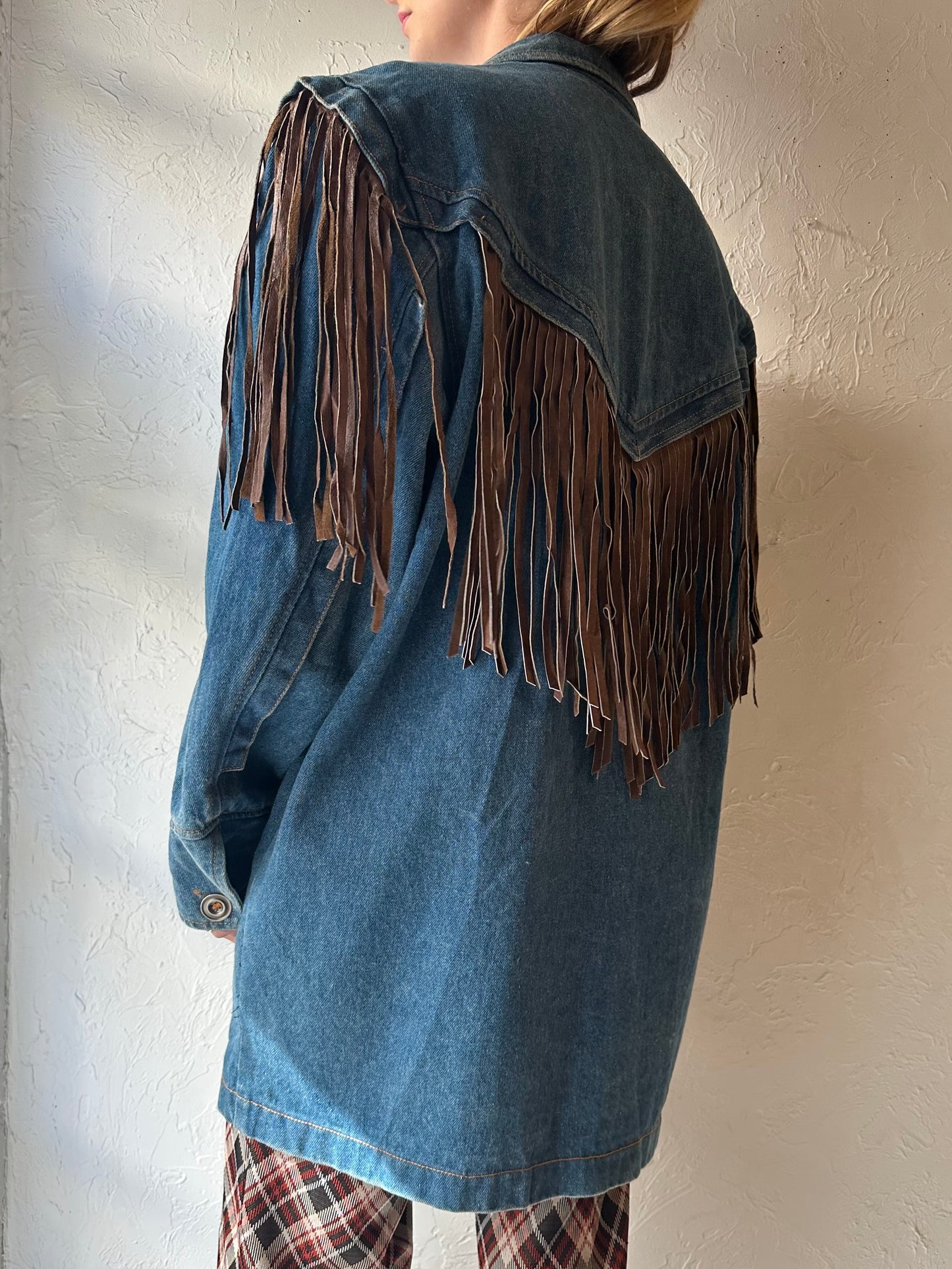 90s 'Whipp' Denim Fringe Jacket / Medium