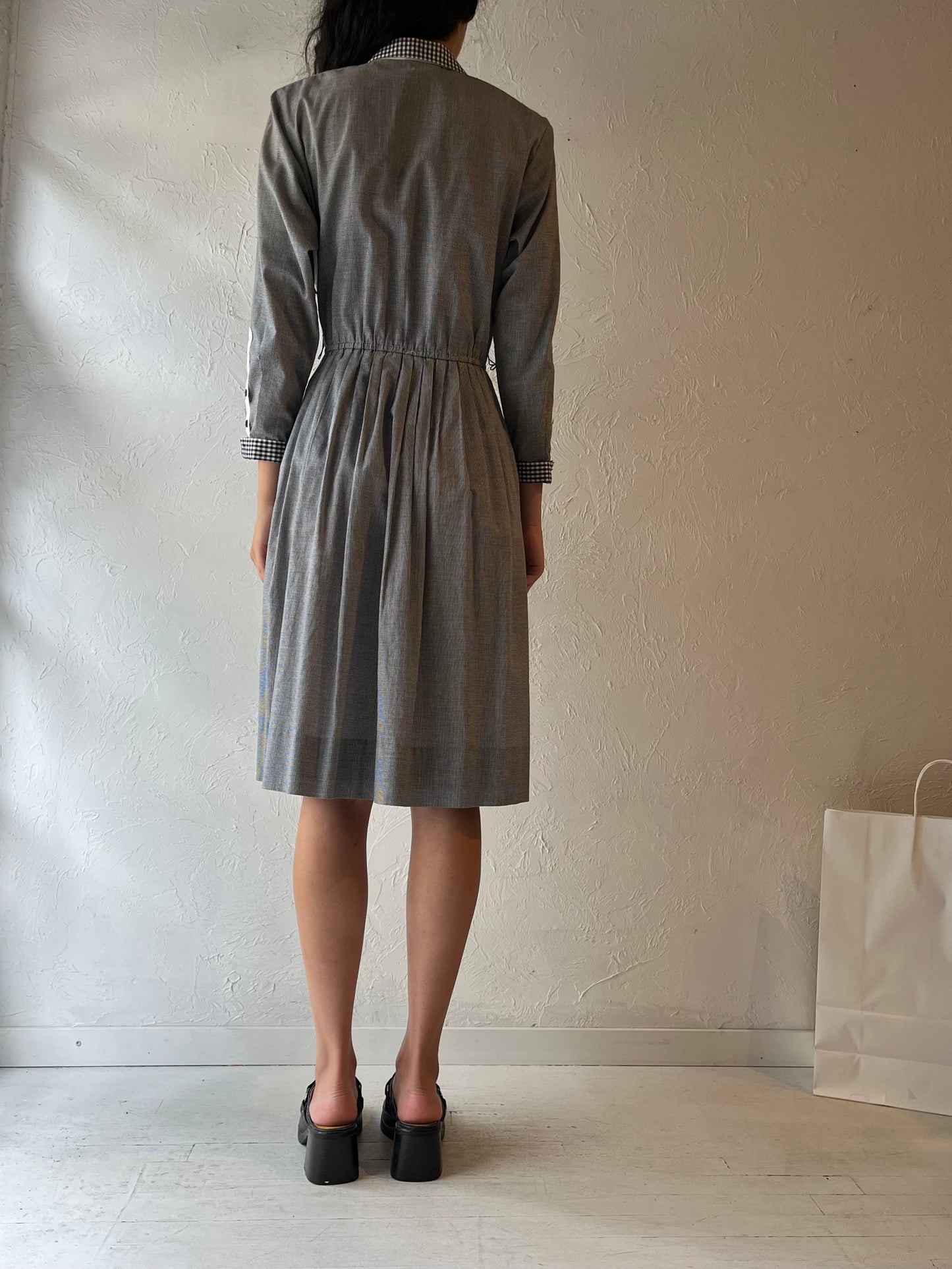 80s ‘Petrina’ Gingham Midi Dress / Small