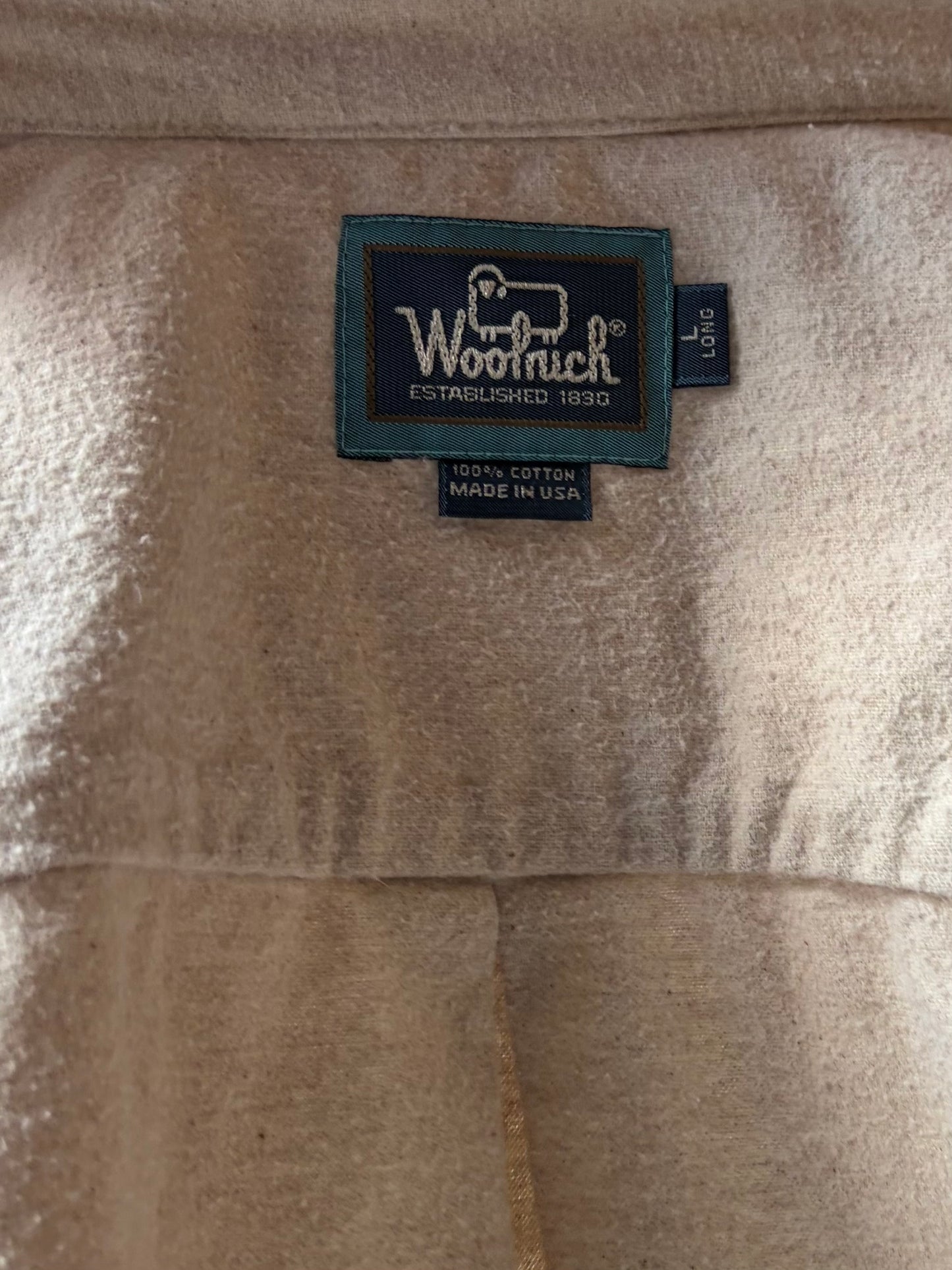 90s 'Woolrich' Cream Thick Cotton Button Up Shirt / Large