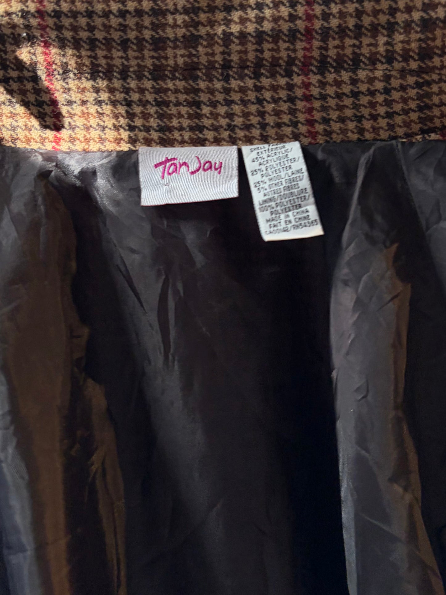 90s 'Tan Jay' Knit Bomber Jacket / Small