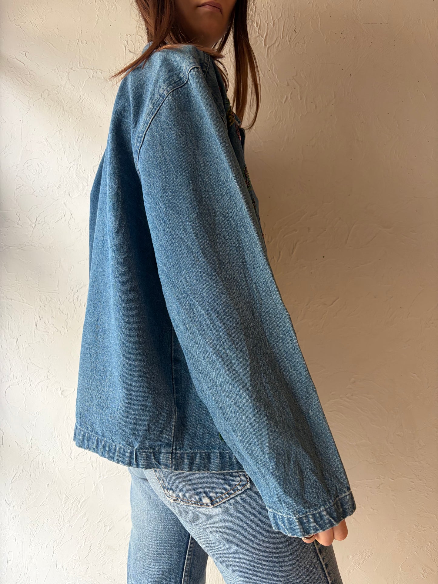 90s 'Tantrum' Beaded Denim Jacket / Medium