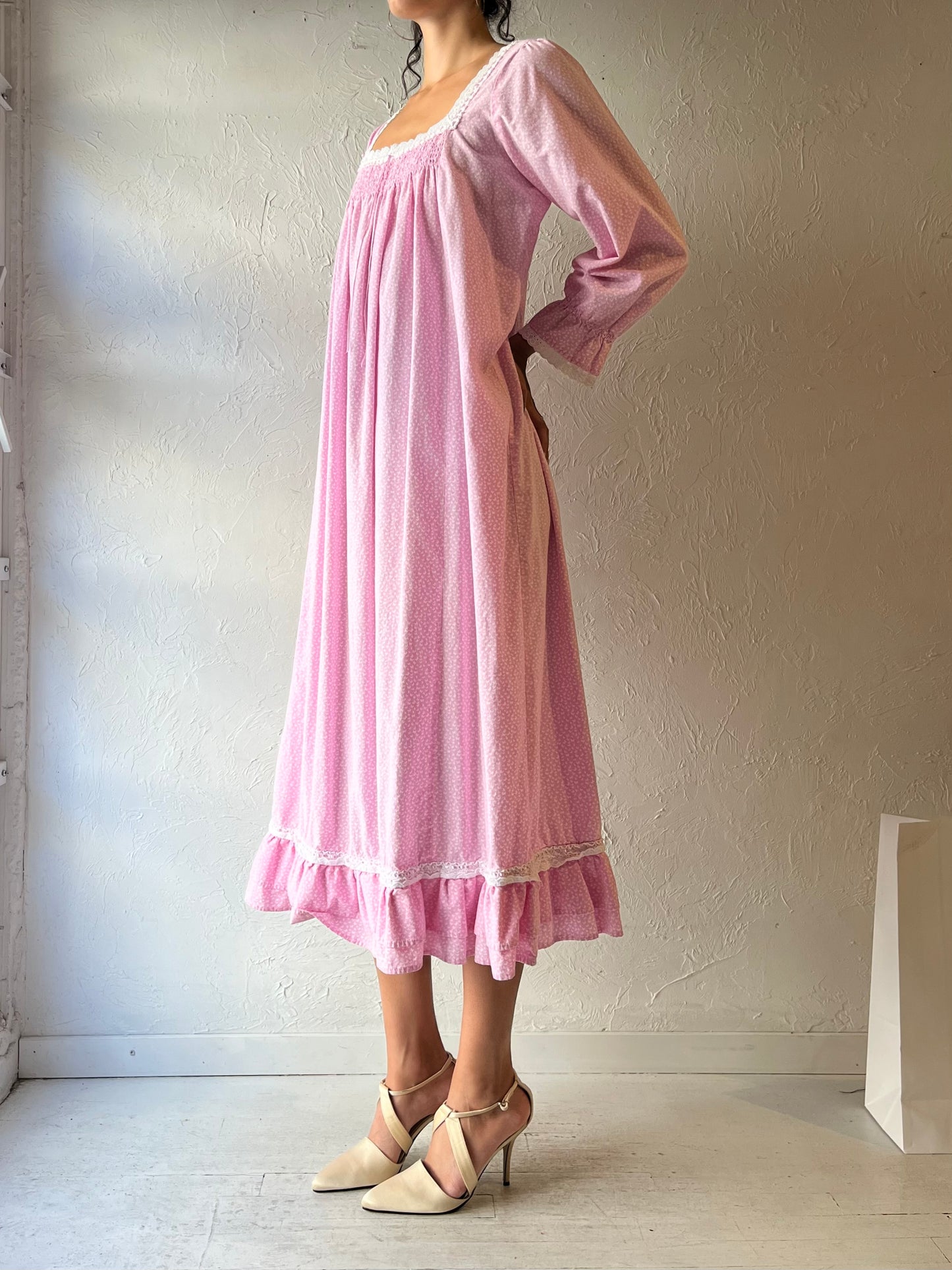 Y2k 'The 1 For U' Pink Cotton Maxi Dress / XL