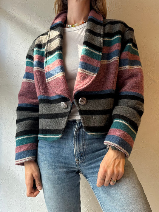 90s ‘Mid West’ Cropped Knit Jacket / Medium