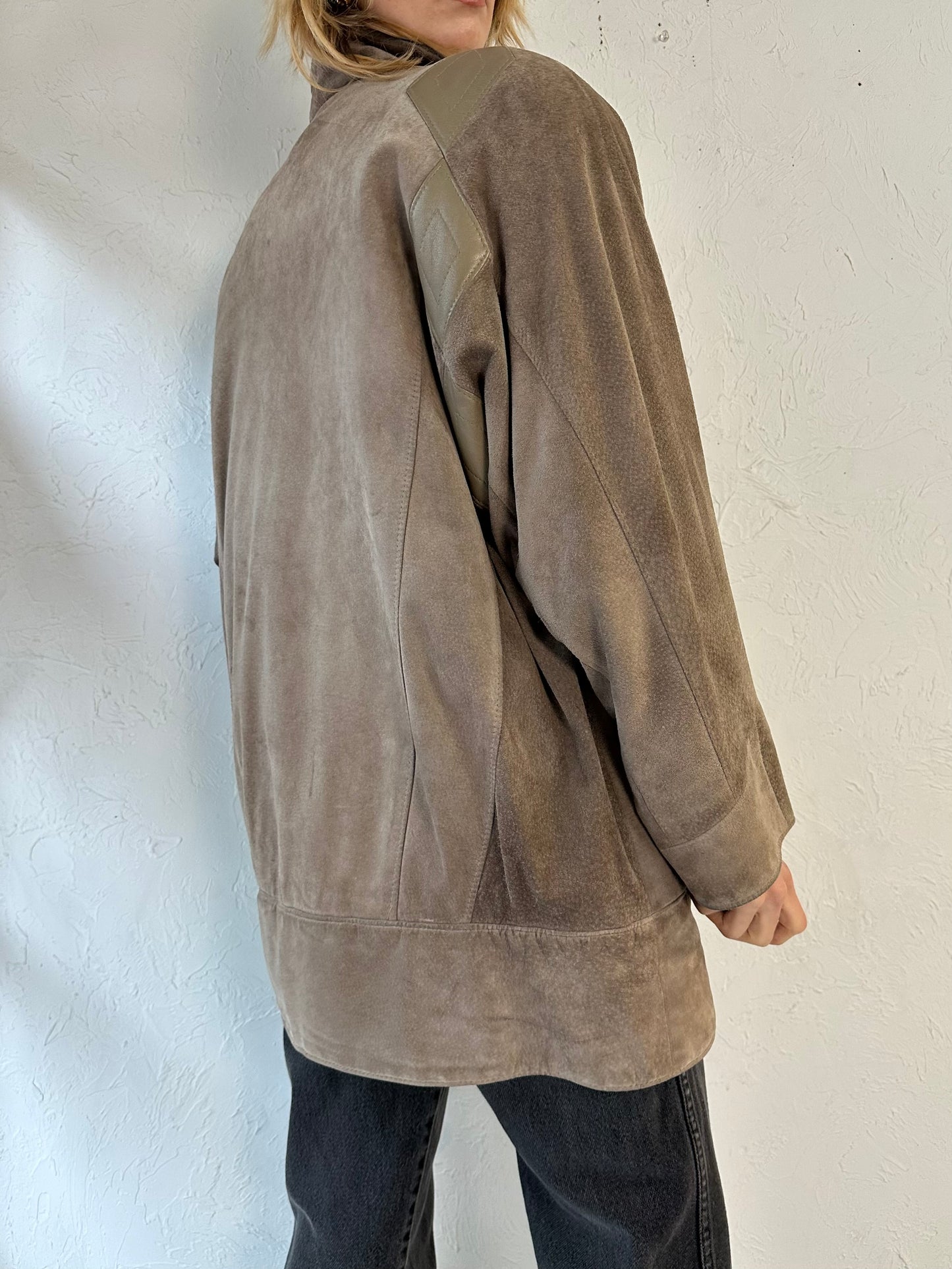 80s 'The Olde Hide House' Beige Suede Leather Jacket / Medium - Large