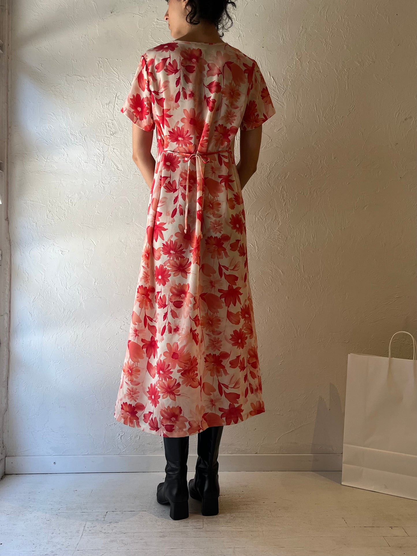 90s ‘Carol Reed’ Pink Floral Dress / Small