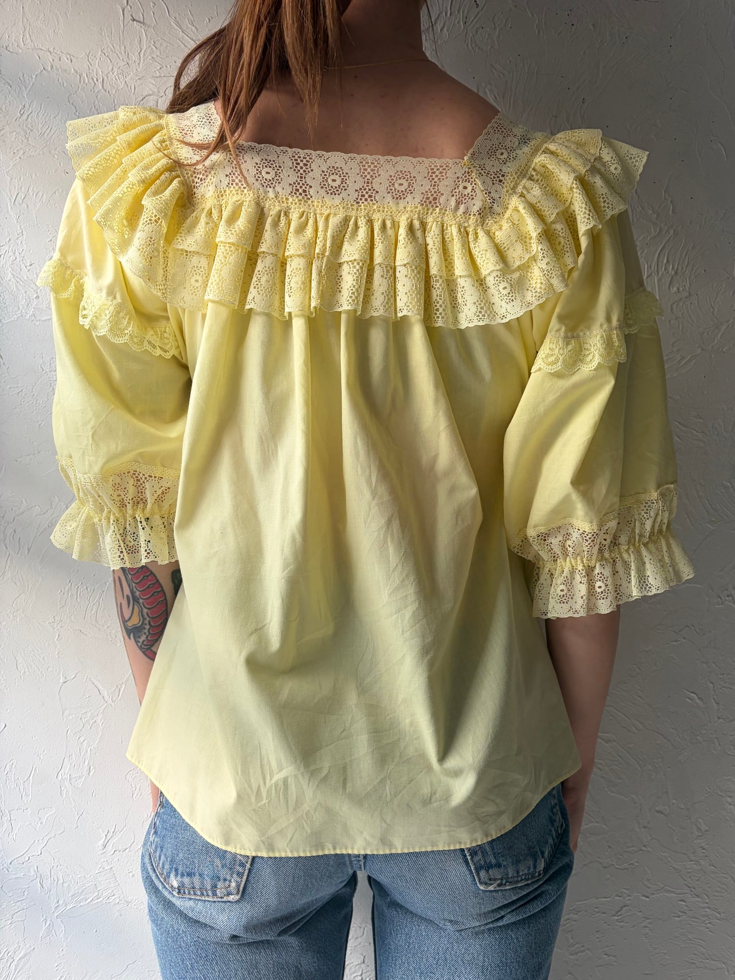 Vintage Yellow Romanic Peasant Cottage Core Top / Small