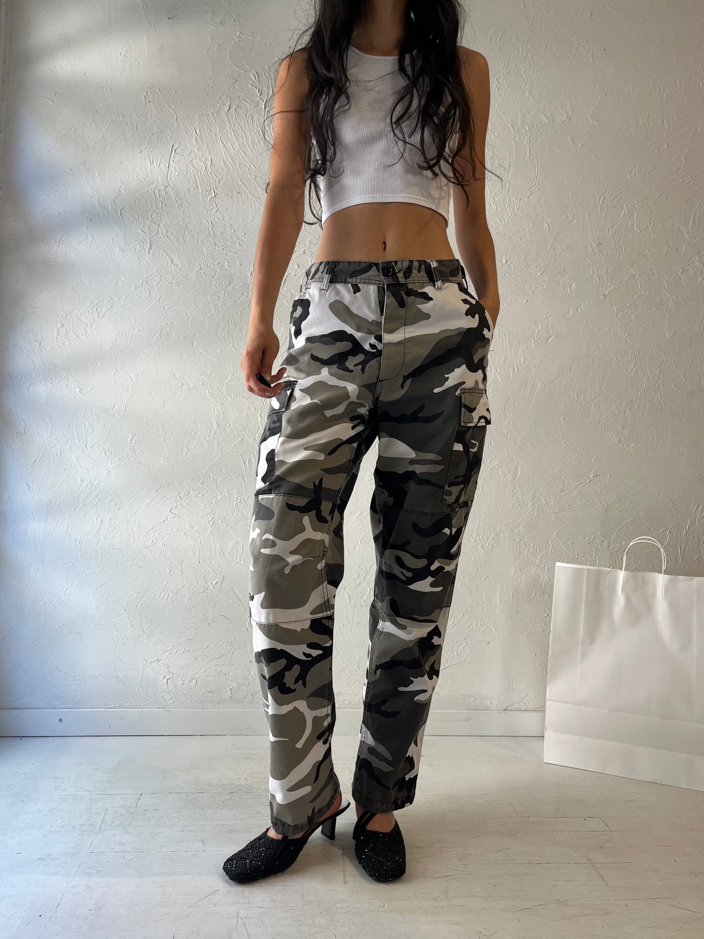 Y2k Authentic Army Gray Camouflage Pants / Small