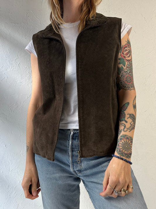 90s ‘Milanoza’ Brown Suede Vest / Large
