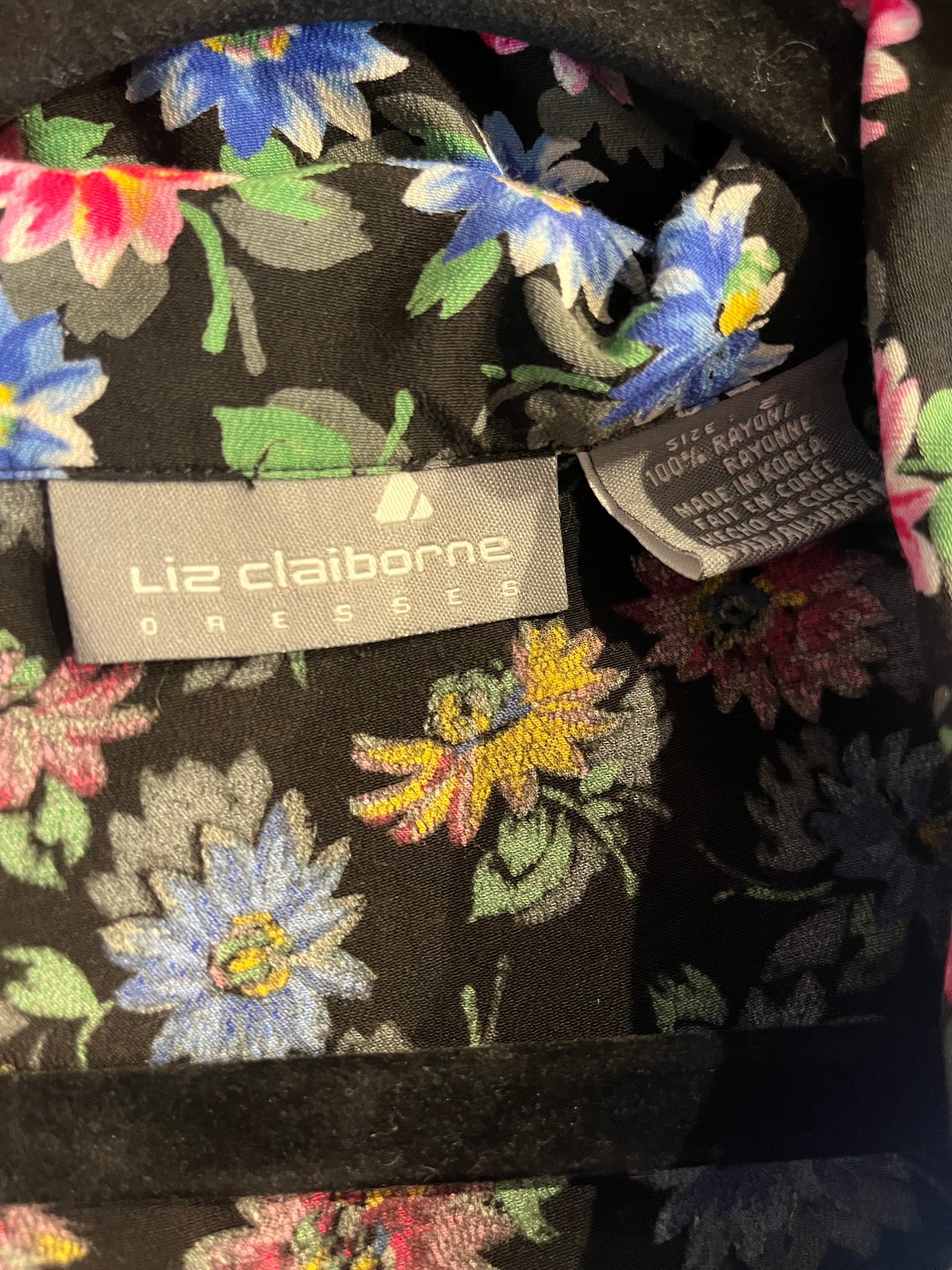 90s 'Liz Claiborne' Long Sleeve Floral Dress / Medium