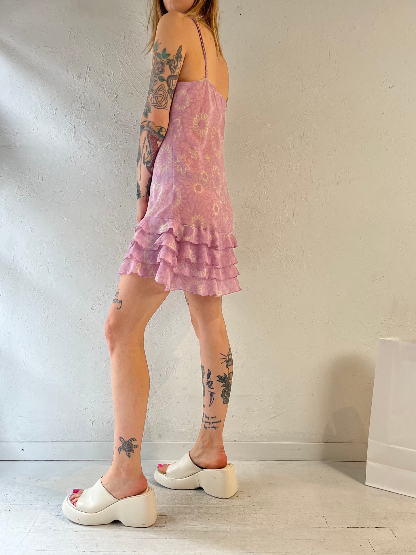 Y2K ‘La Vie En Rose’ Floral Mini Slip Dress / Large