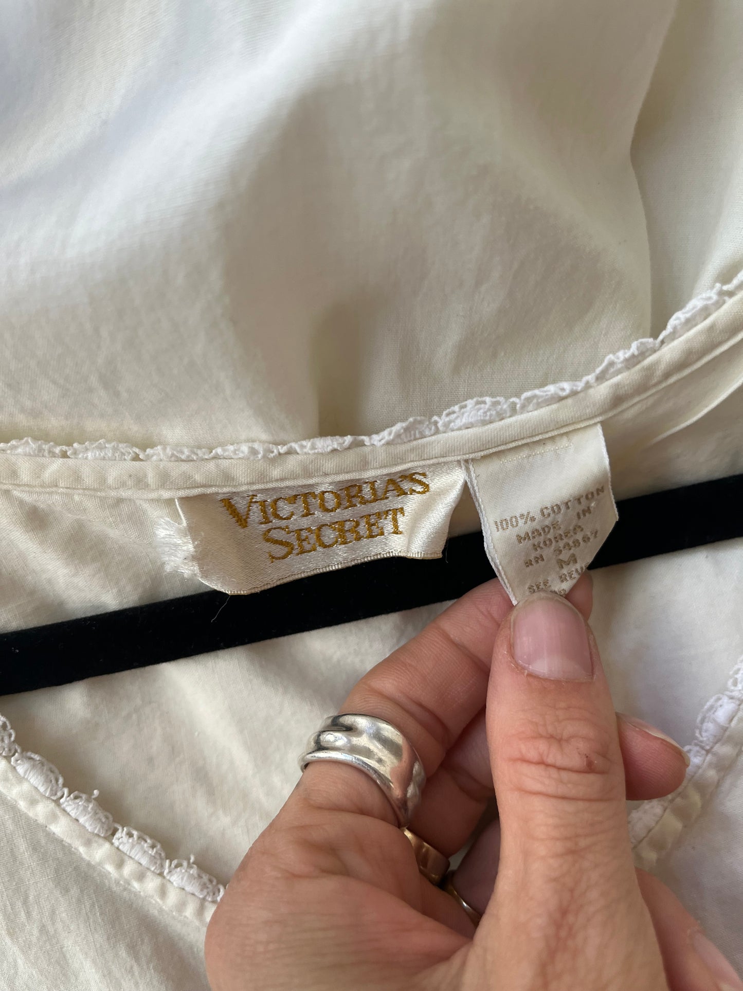 Vintage 'Victorias Secret' Gold Label White Cotton Dress / Medium