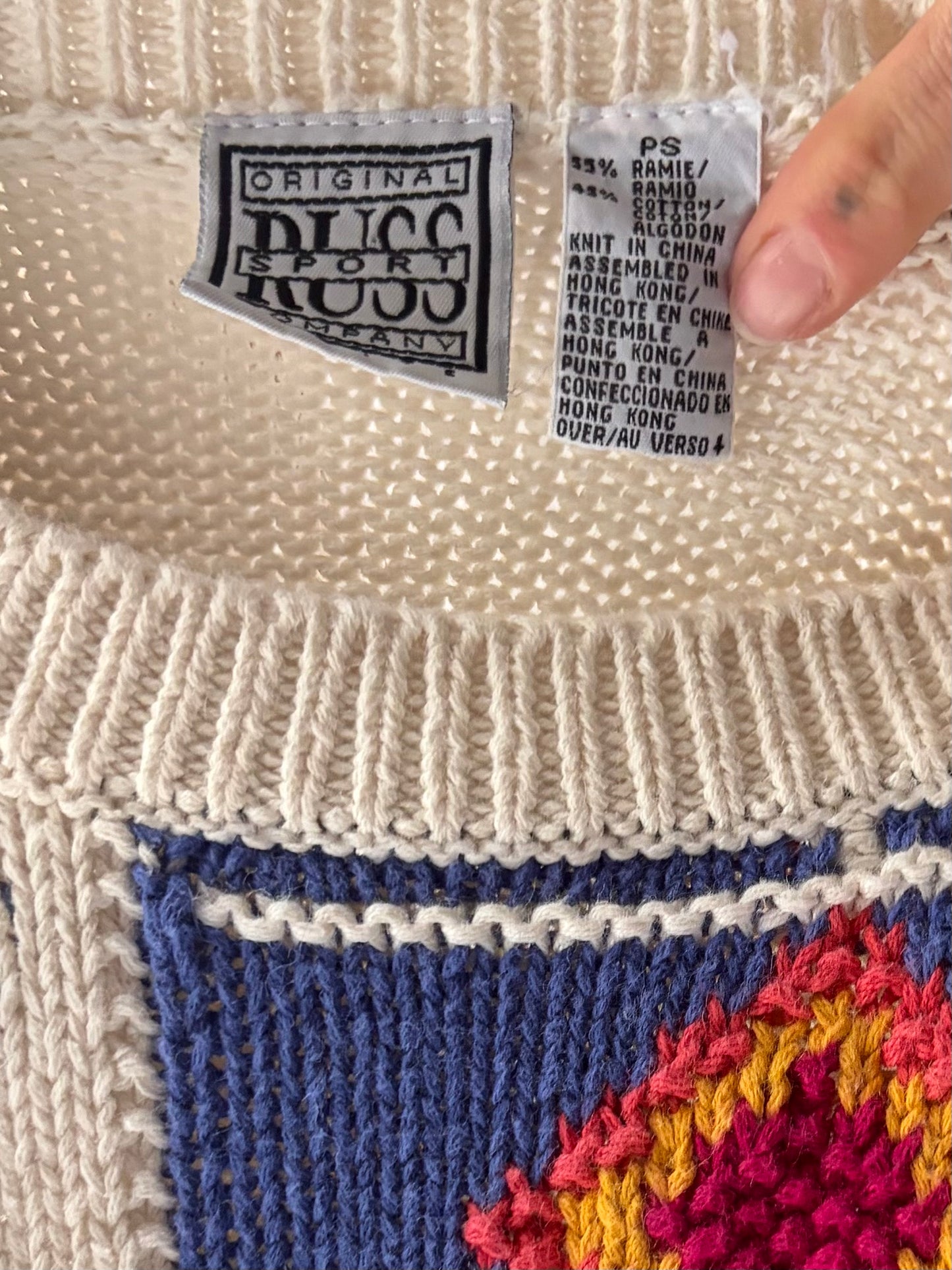 90s 'Russ' Cotton Ramie Sweater / Small
