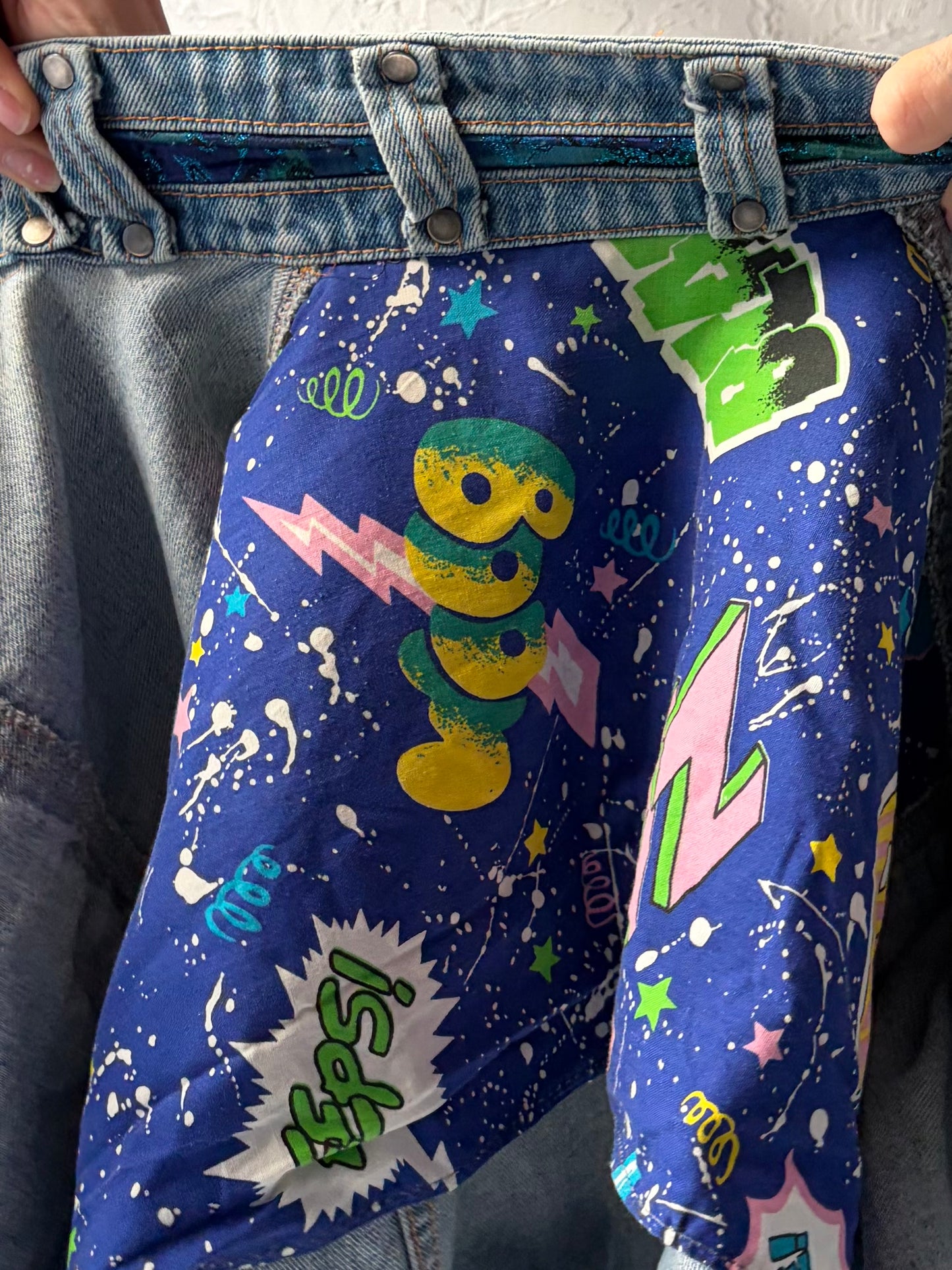 80s Denim Retro Bomber Style Jacket / Medium