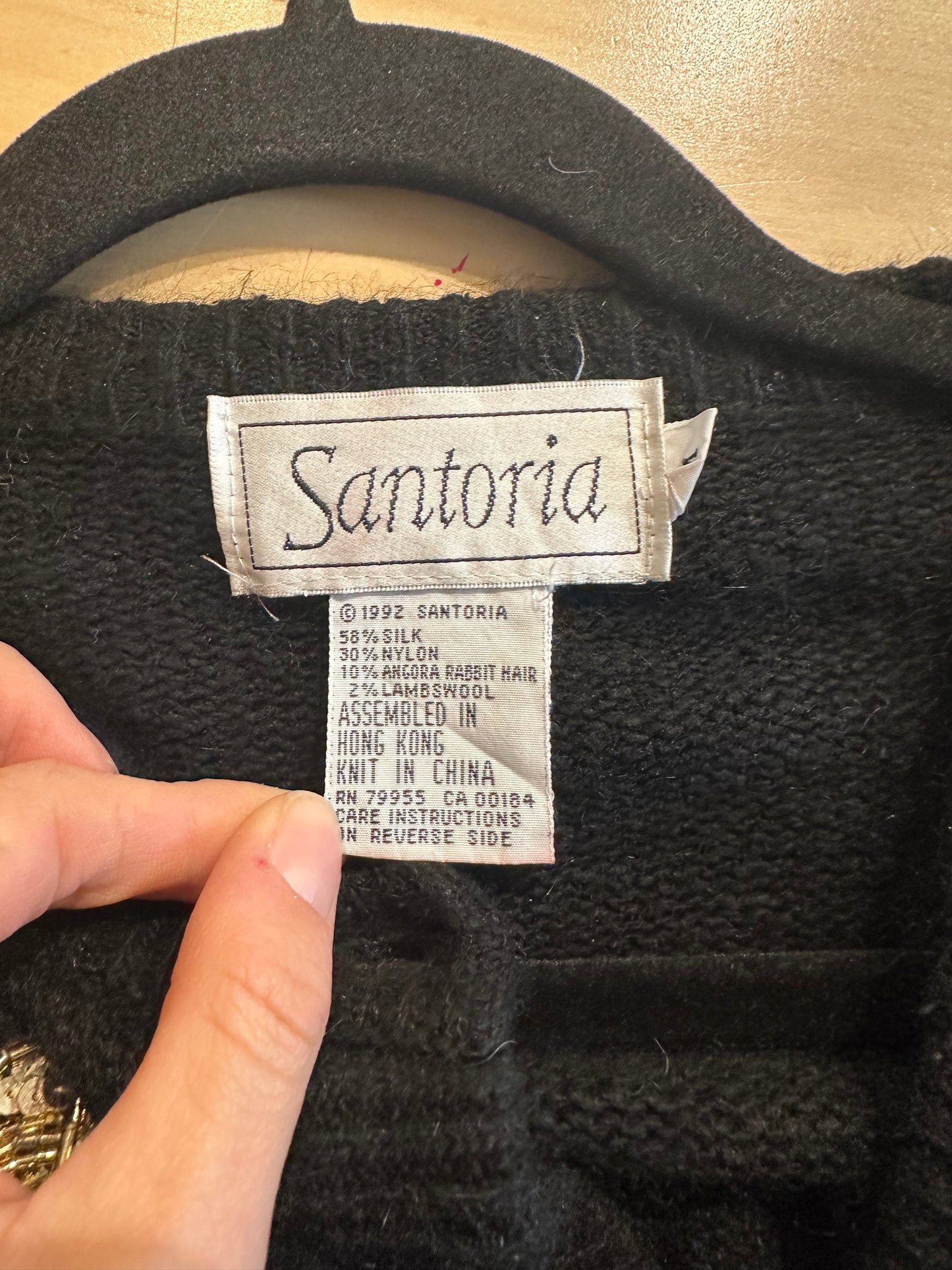 90s 'Santoria' Black Sequin Cardgian / Medium