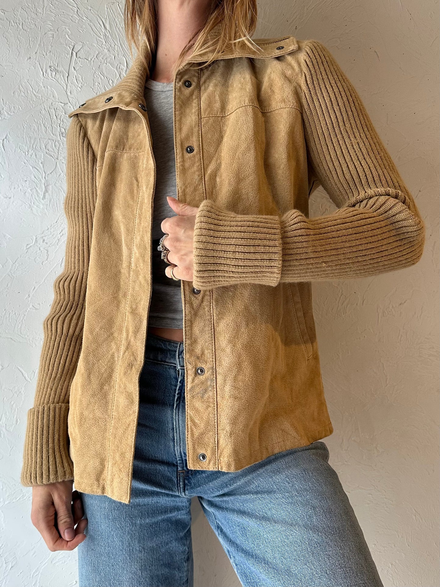 90s ‘BUM’ Beige Knit Jacket / Medium