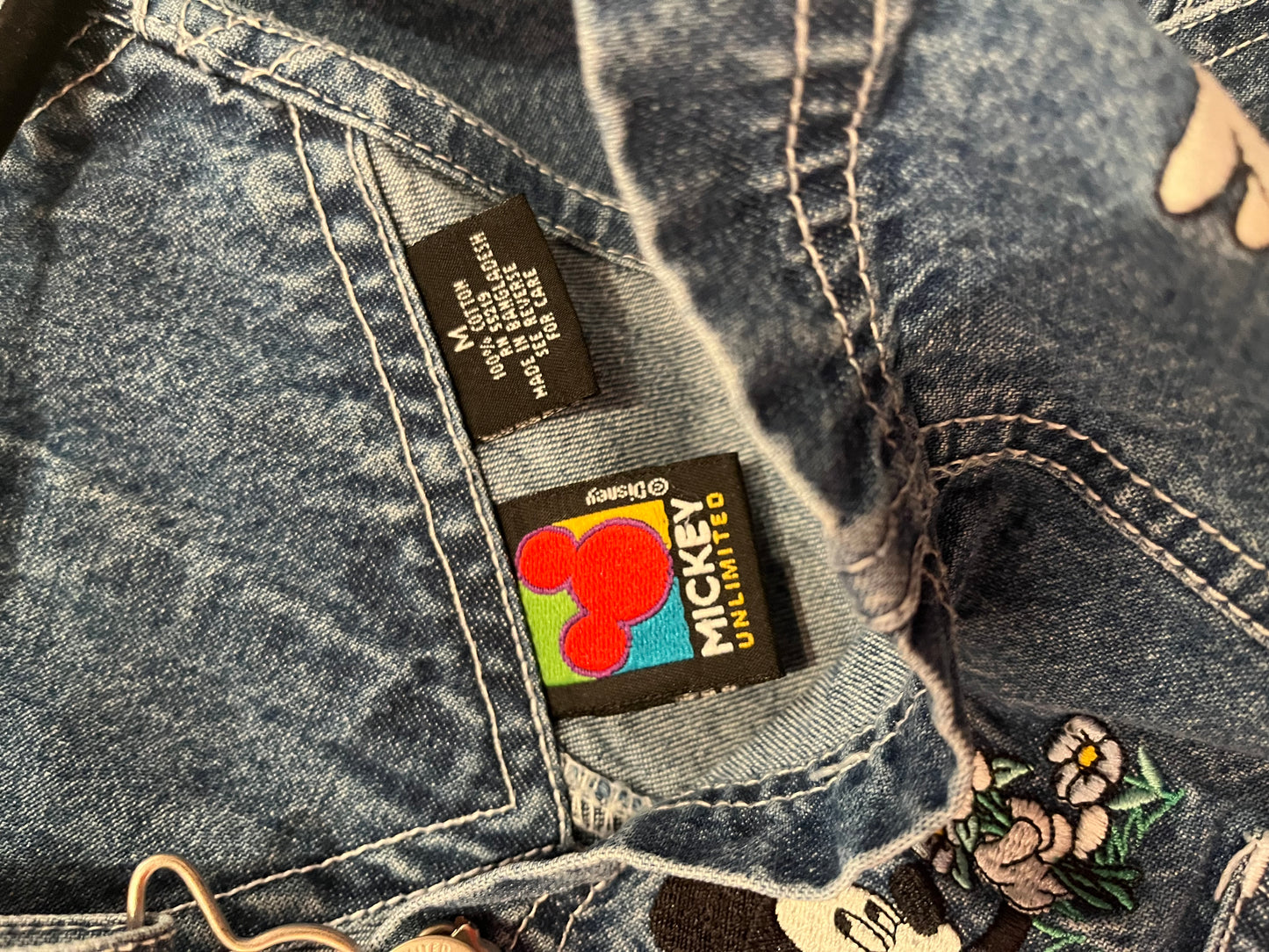 Y2k 'Disney' Embroidered Denim Overalls / Medium