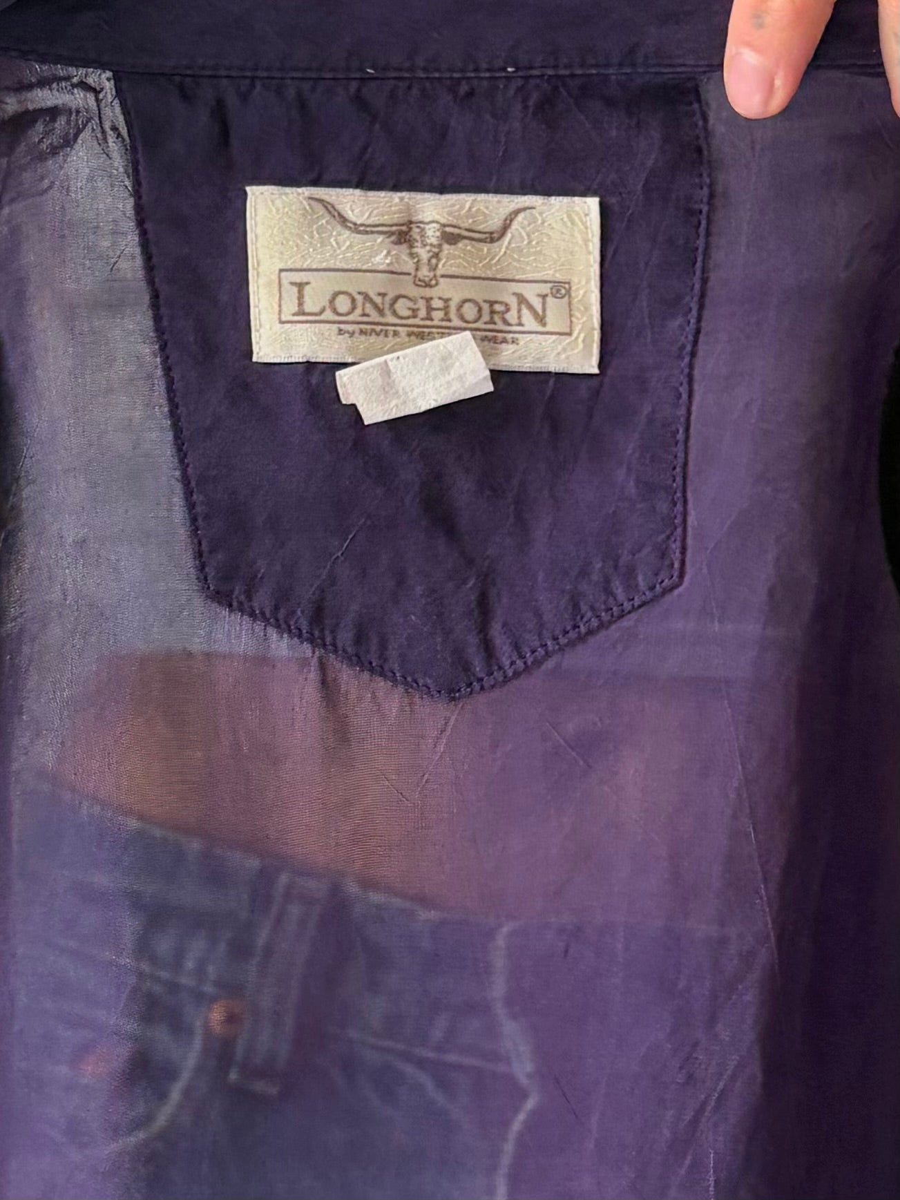 90s 'Long Horn' Purple Normcore Western Minimalist Button Up Cowgirl Shirt / Large
