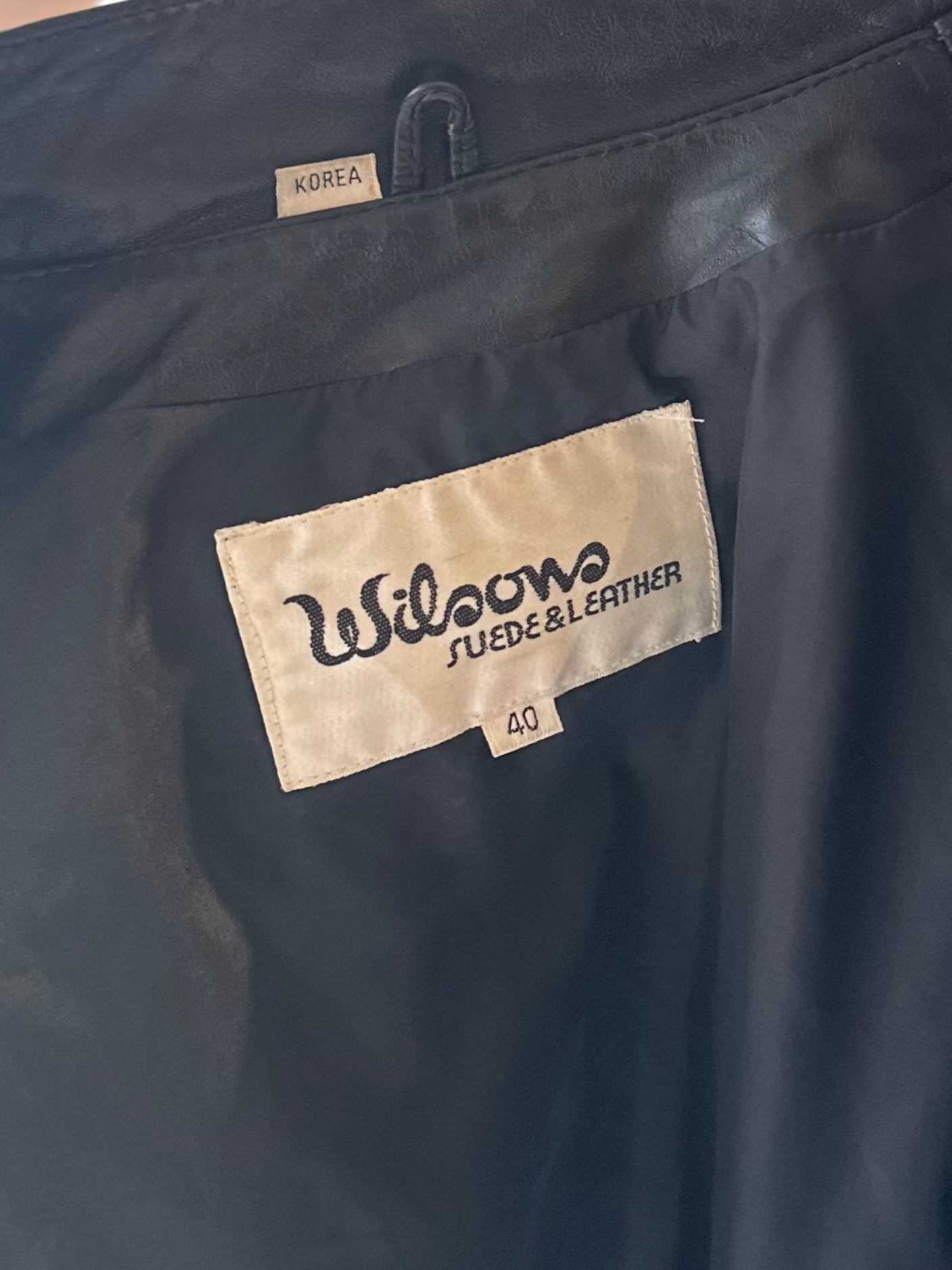 90s ‘Wilsons’ Black Leather Moto Jacket / Medium