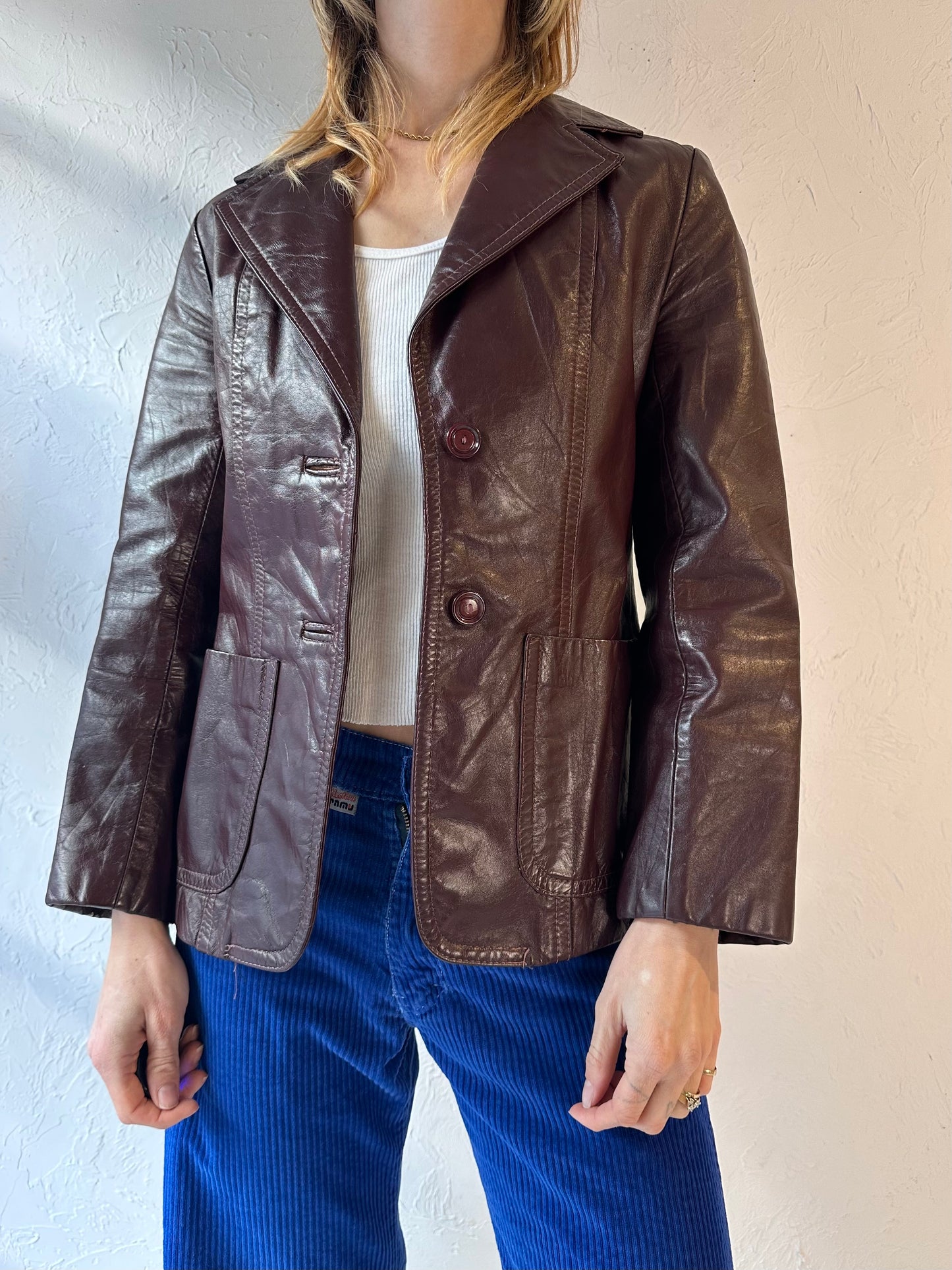80s 'General Leather' Burgundy Leather Jacket / Small