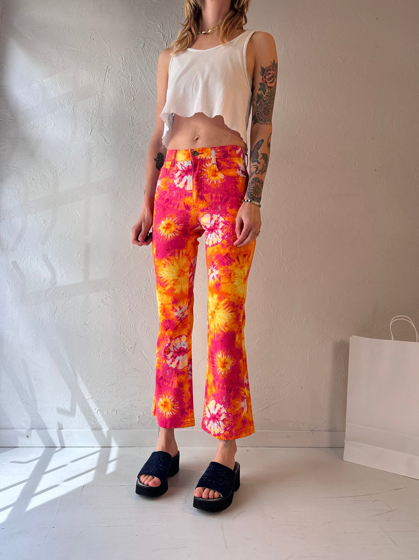 90s 'Route 66' Tie Dye Pants / Small