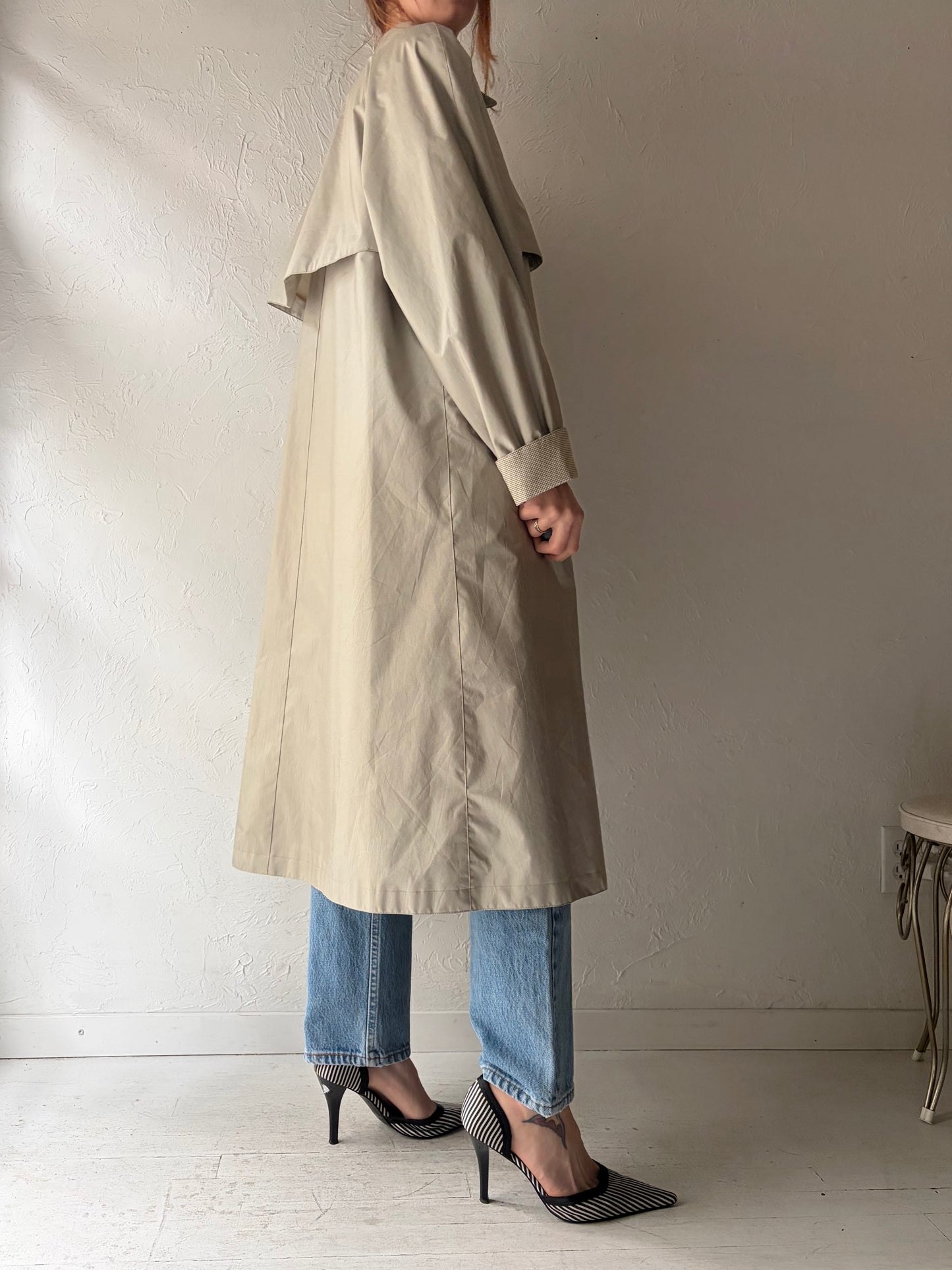 90s 'Fleet Street' Taupe Trench Coat / Small