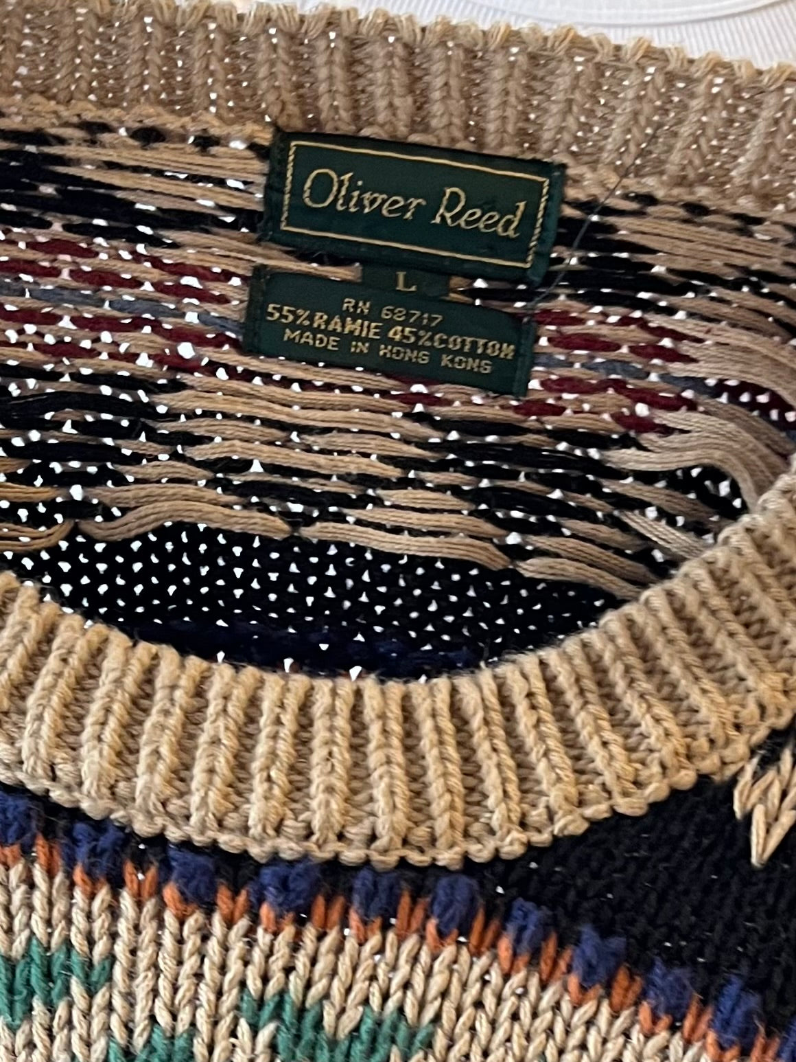 90s ‘Oliver Reed’ Cotton Knit Sweater / Large