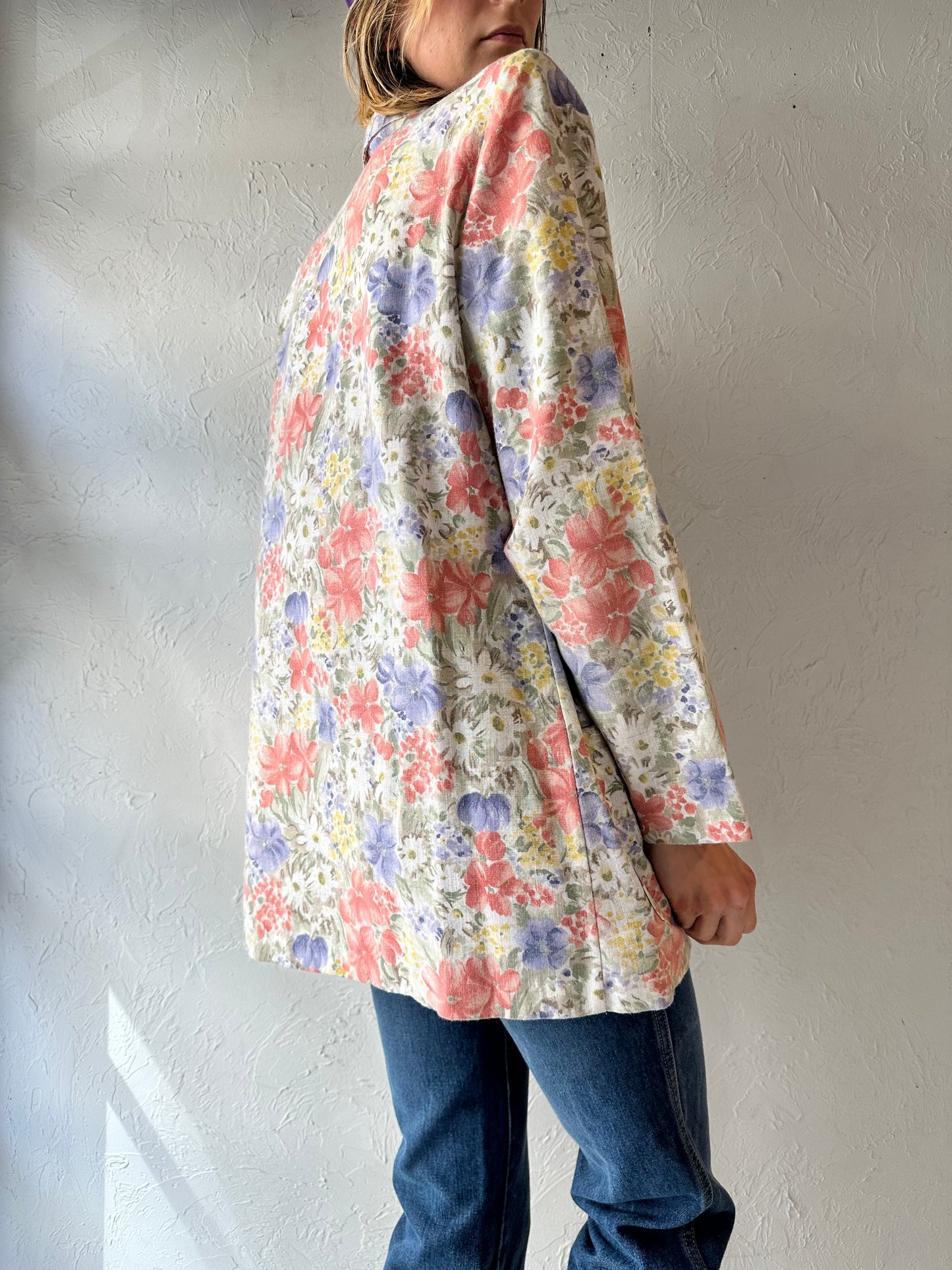90s 'Carin Stevens' Floral Blazer Jacket / Medium
