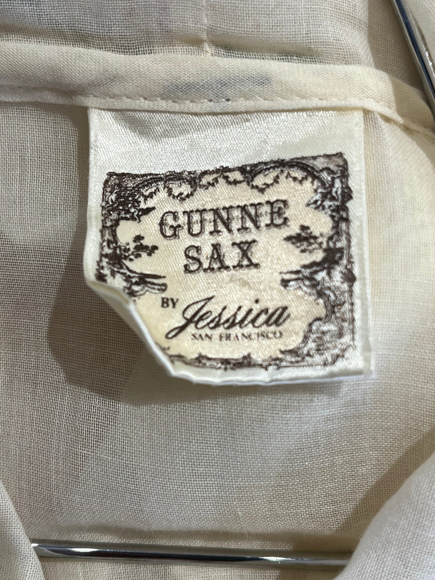 70s 'Gunne Sax' Sheer Cream Cotton Dress / Small