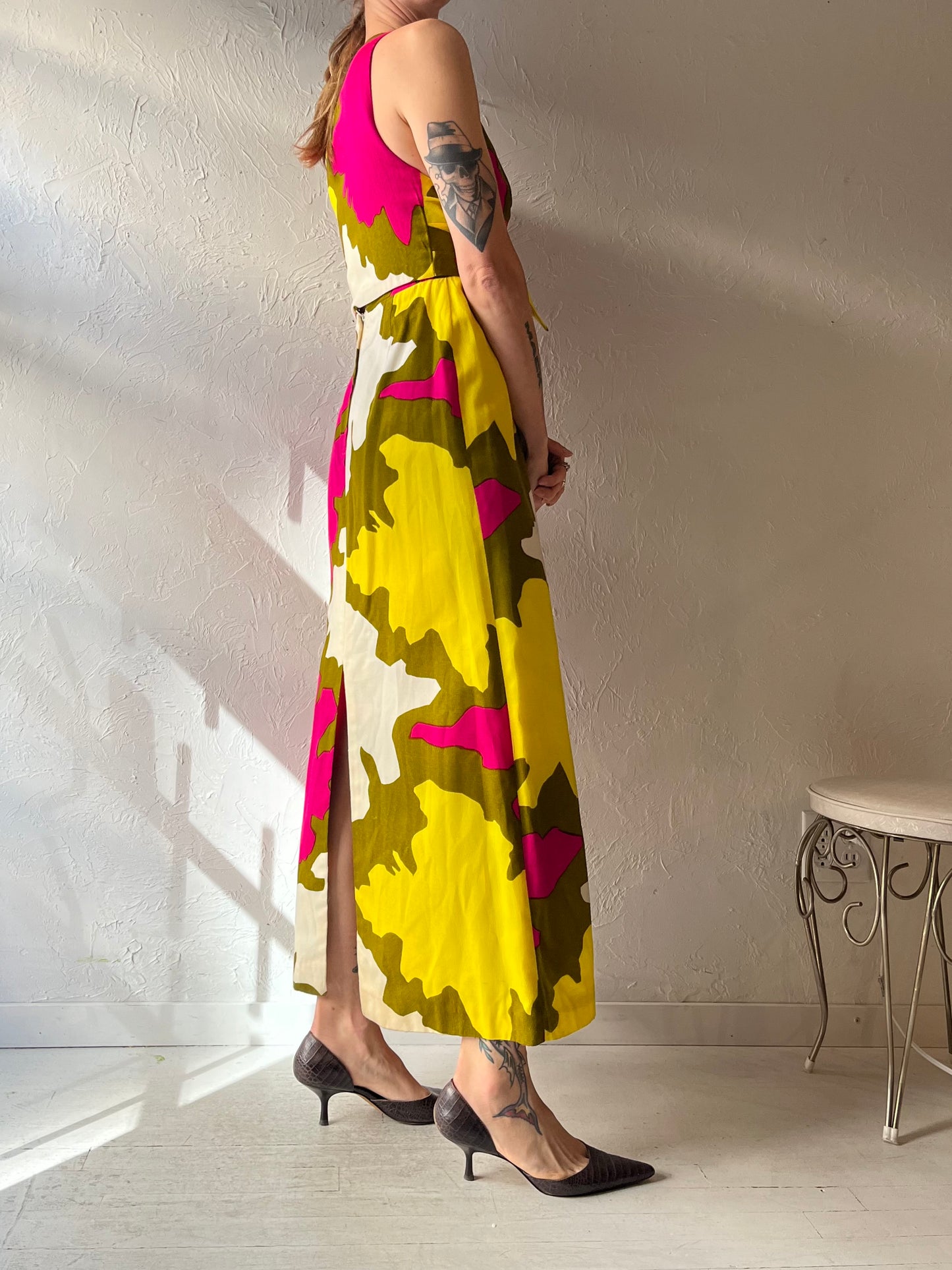 70s 'Fumis' Colorful Abstract Maxi Dress / Small
