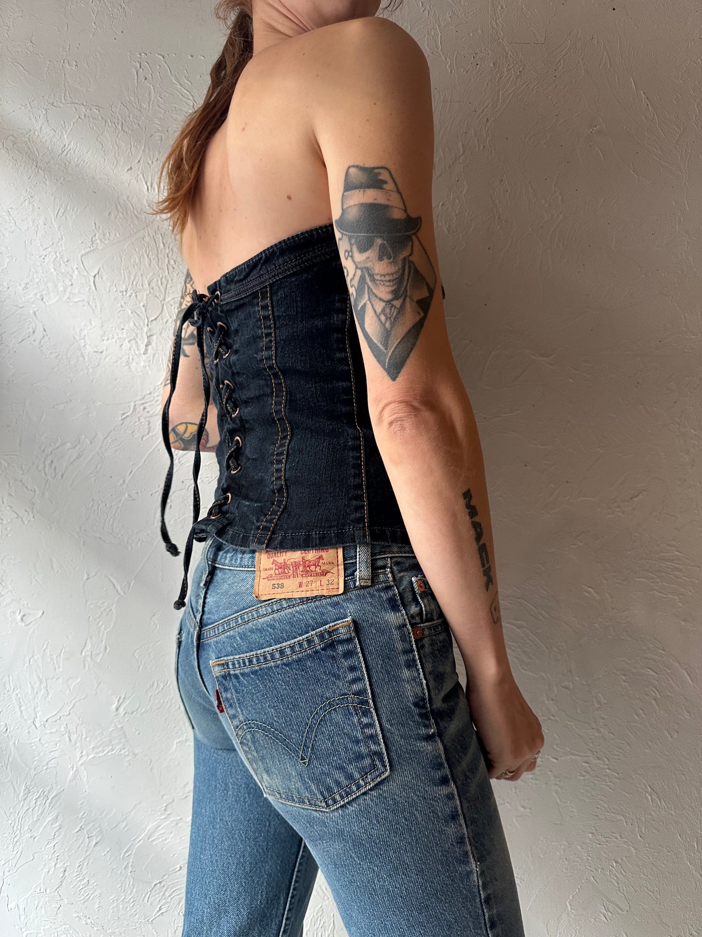 Y2K ‘Foxy Jeans’ Denim Tube Top / Small