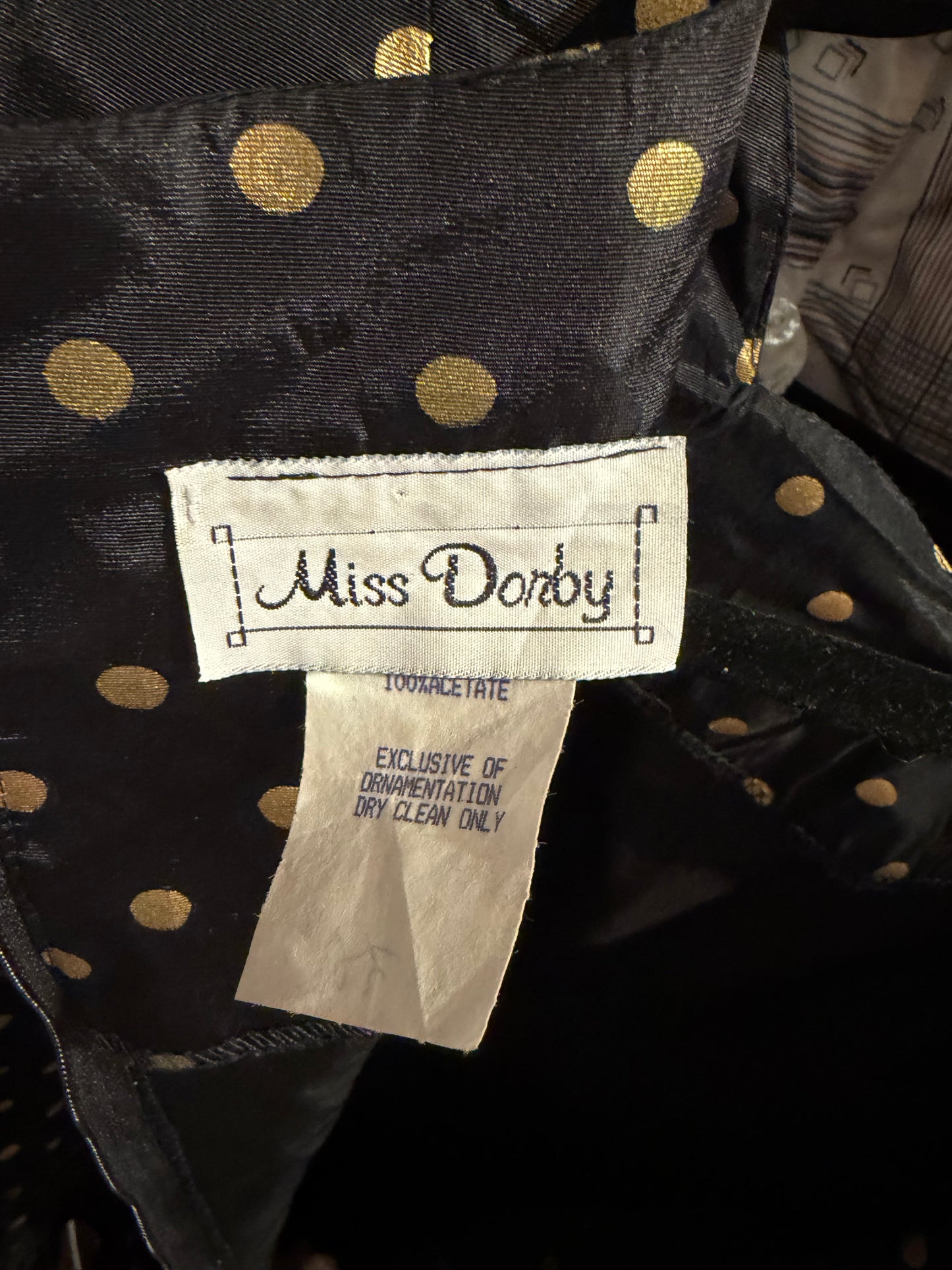 80s 'Miss Dorby' Black Polka Dot Party Dress / Large