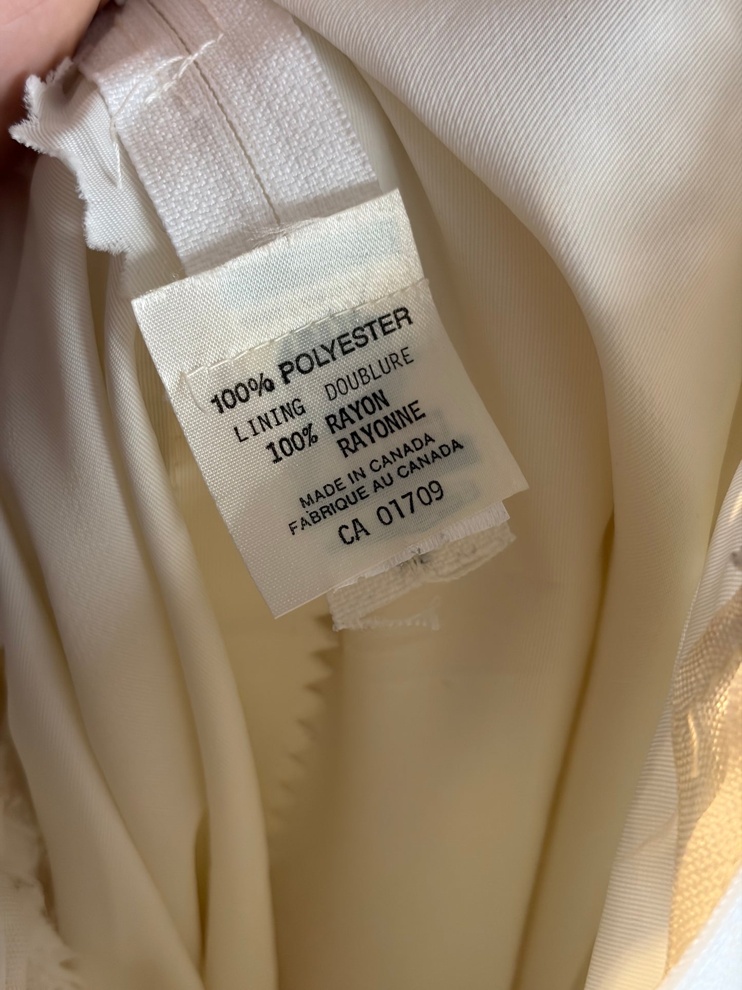 1980s White Long Sleeve Tea Length Wedding Dress / Small