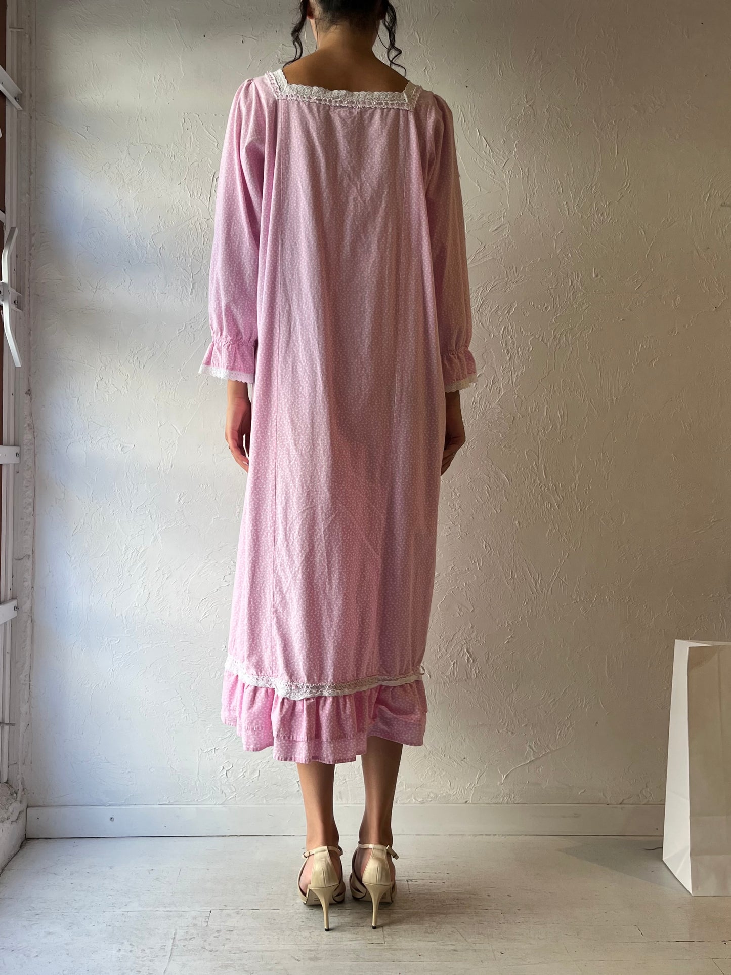 Y2k 'The 1 For U' Pink Cotton Maxi Dress / XL