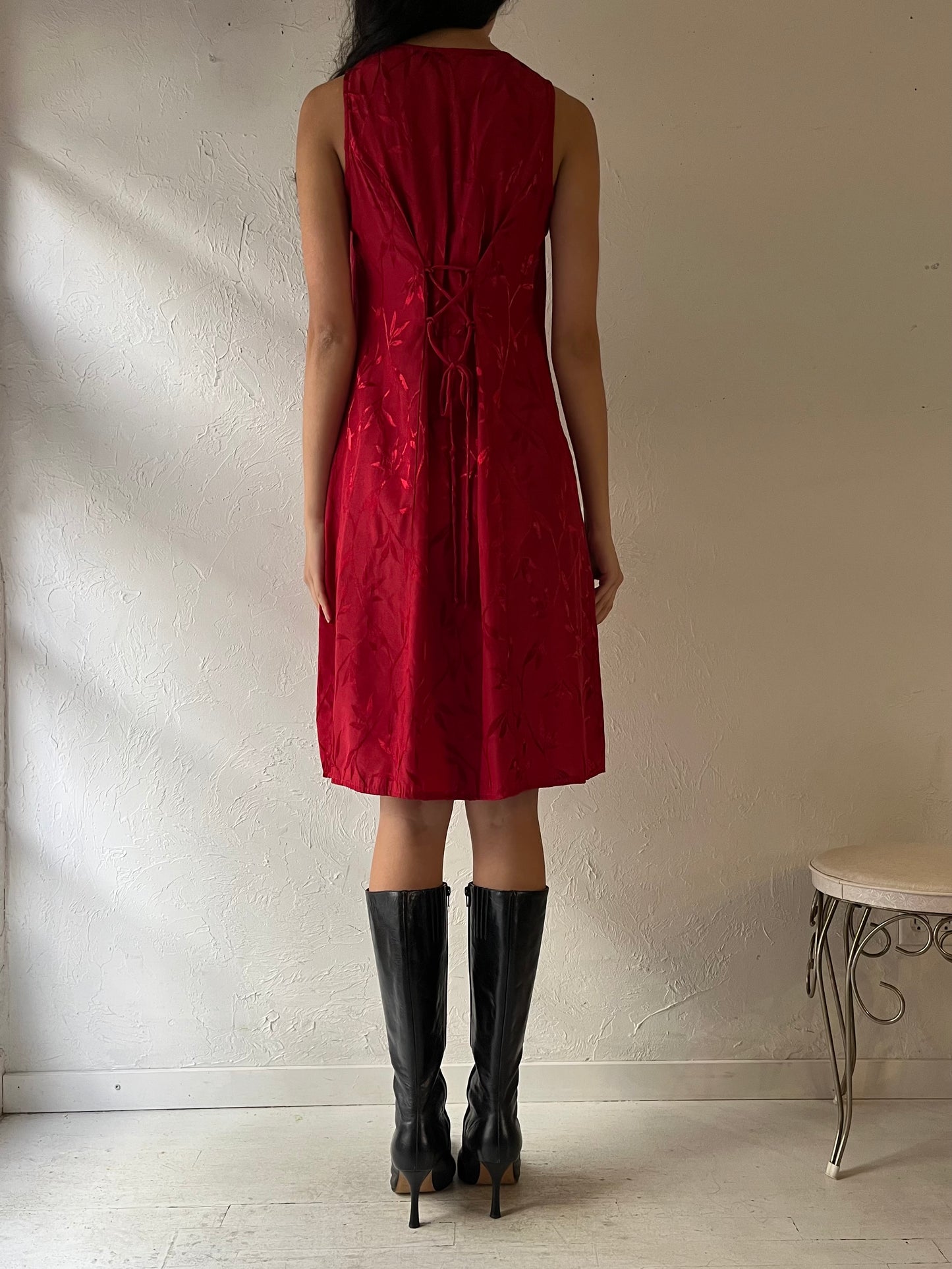 90s 'DBY' Red Midi Dress / Medium
