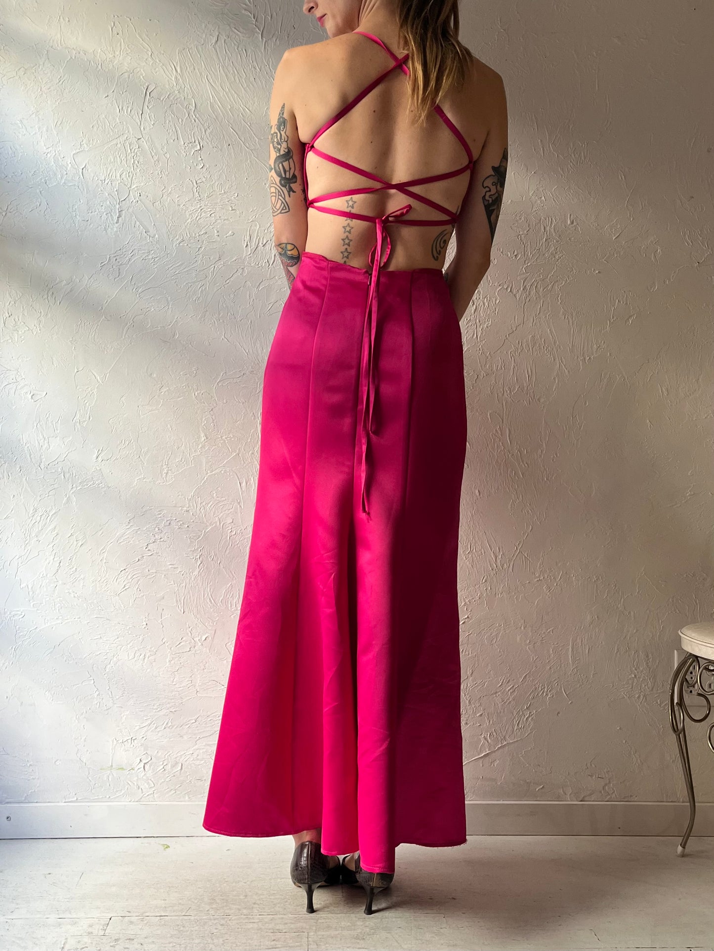 90s 'Gunne Sax' Formal Pink Maxi Dress / Small