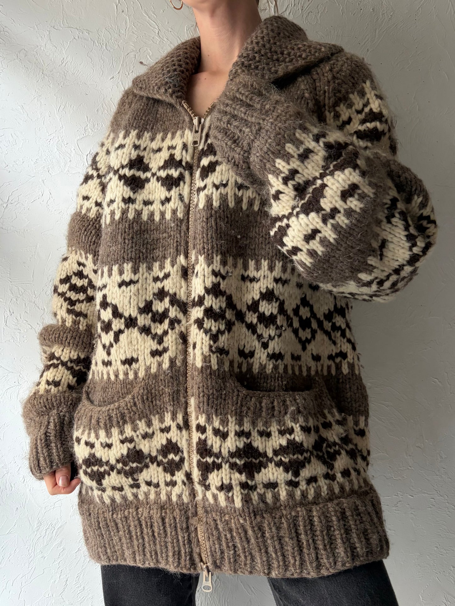 Vintage Hand Knit Chunky Wool Sweater / Large
